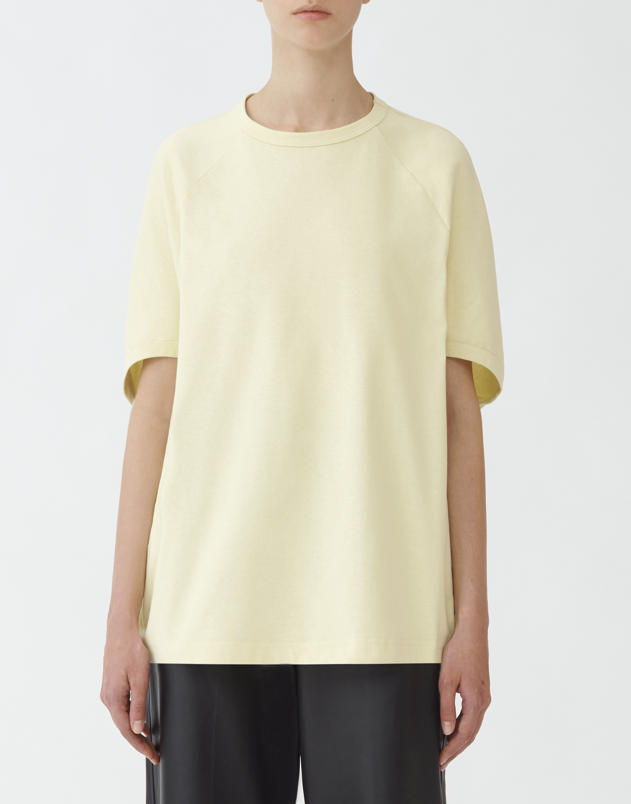 Shop Fabiana Filippi Compact Jersey T-shirt With Cap Sleeve In Pale Lime