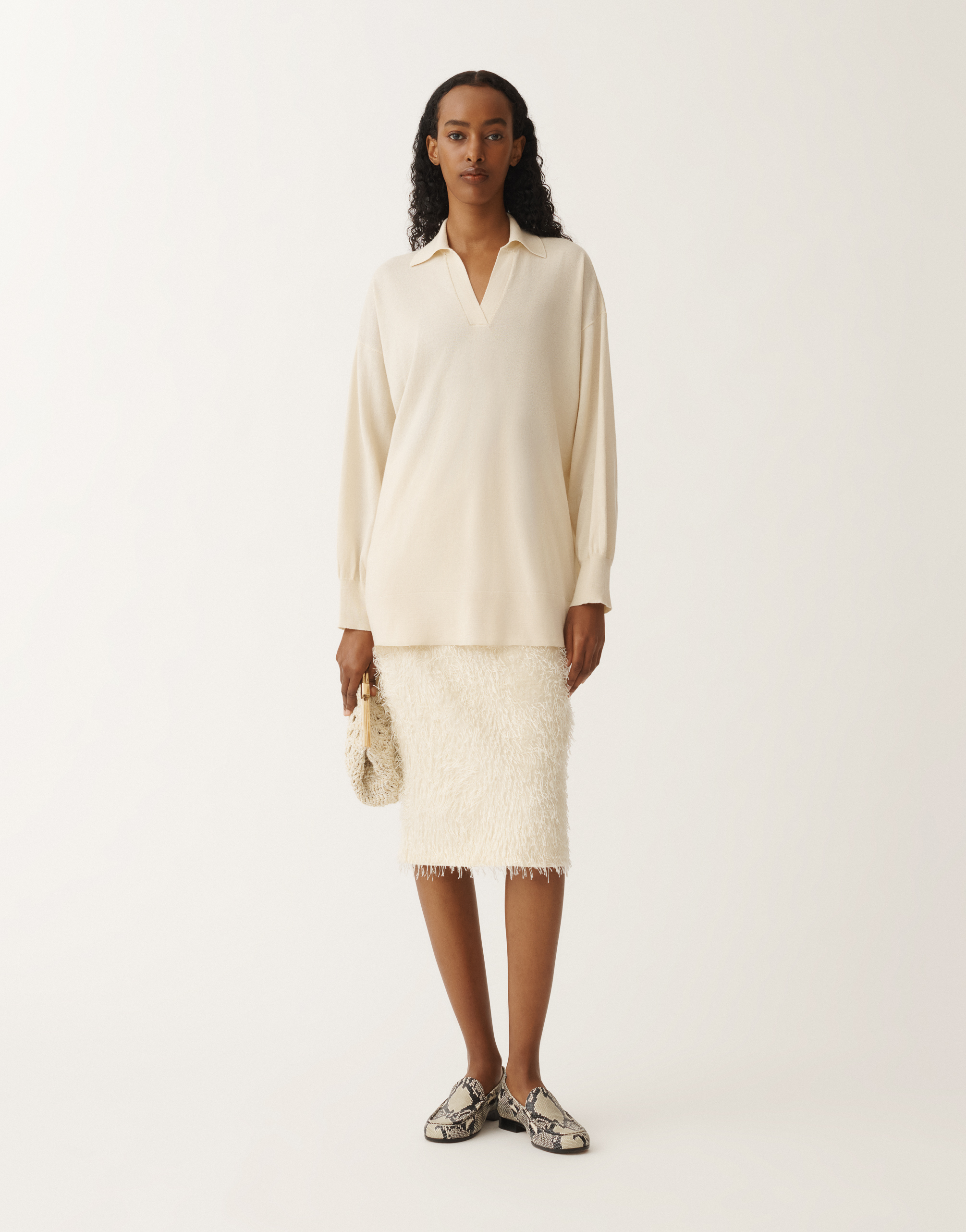 Shop Fabiana Filippi Frayed-effect Viscose Skirt In White