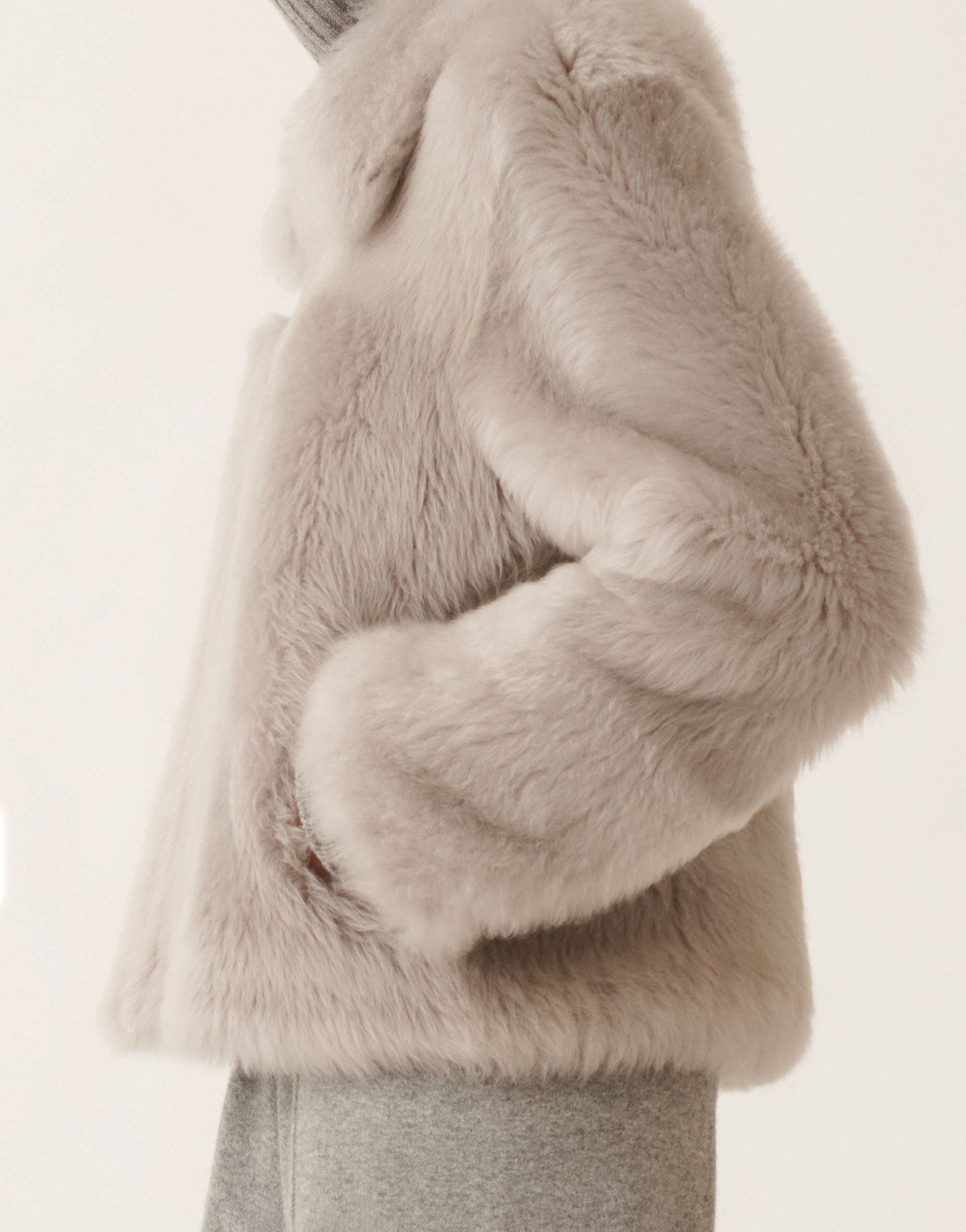 Fabiana Filippi Shearling Zip-front Jacket In Gray