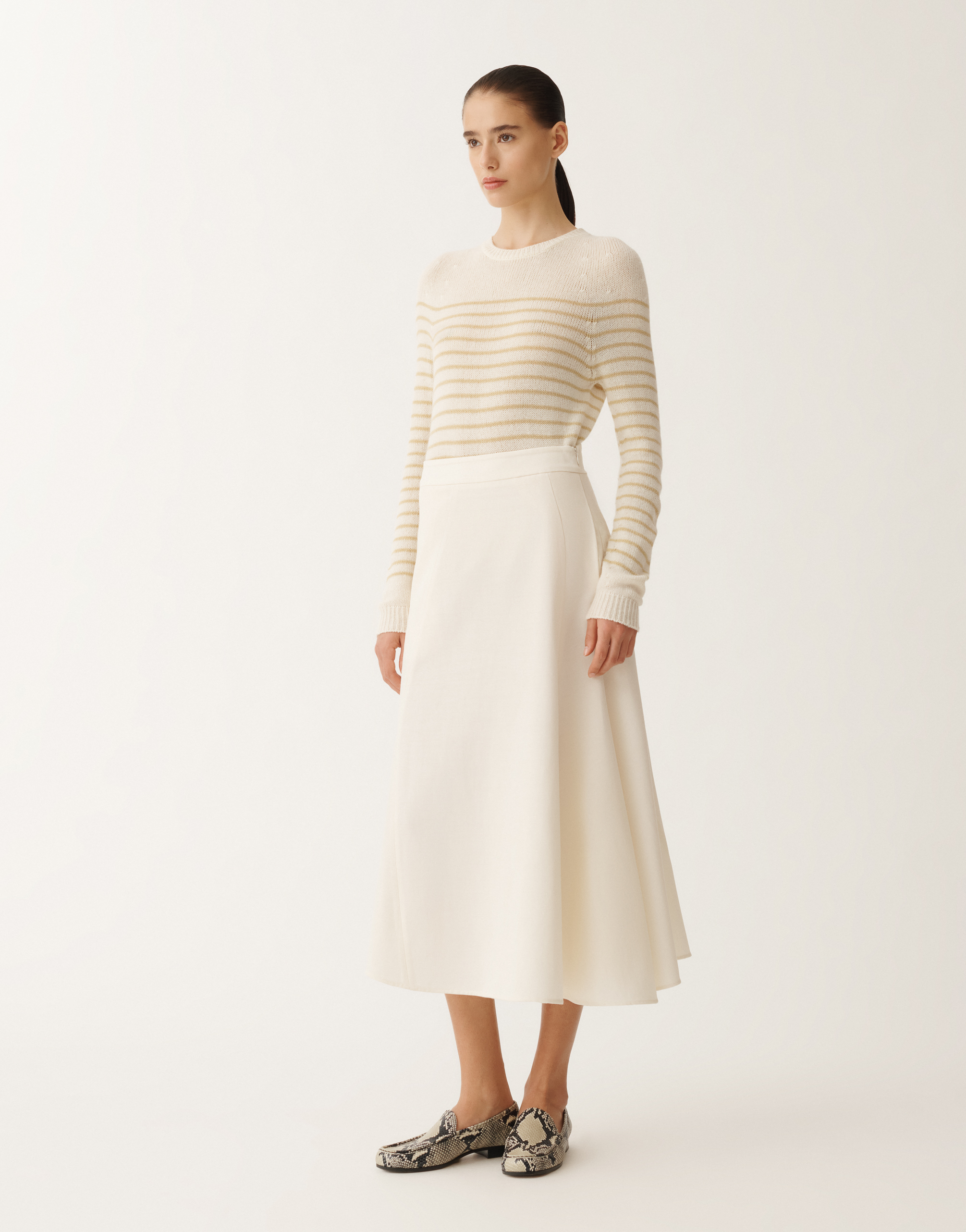Shop Fabiana Filippi Wool And Linen Mat Skirt In White