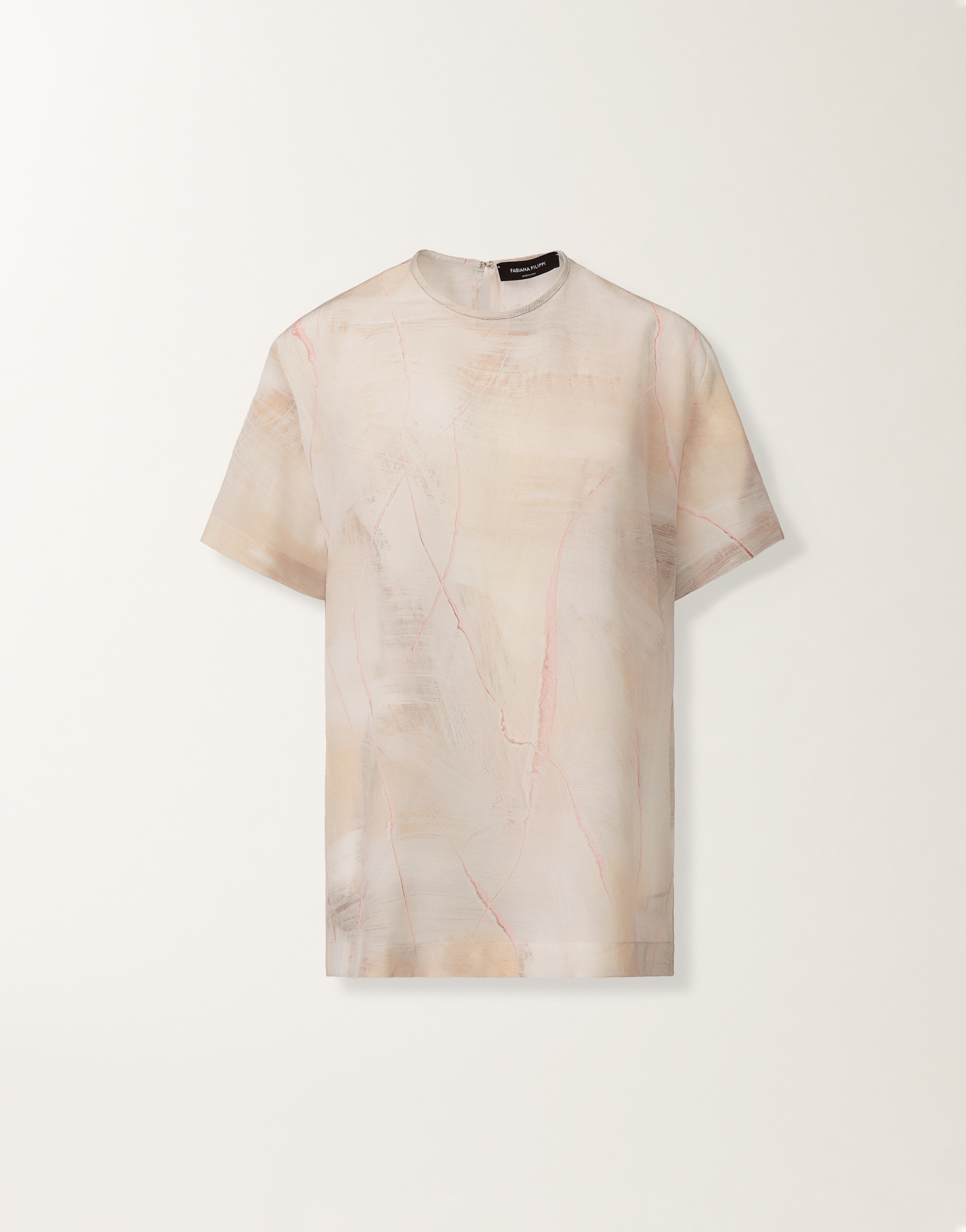 Tシャツ・カットソー FABIANA FILIPPI Women Tops JED265F278 L1891259 Beige T-shirt in jersey e tulle, oro da Donna | Fabiana Filippi®