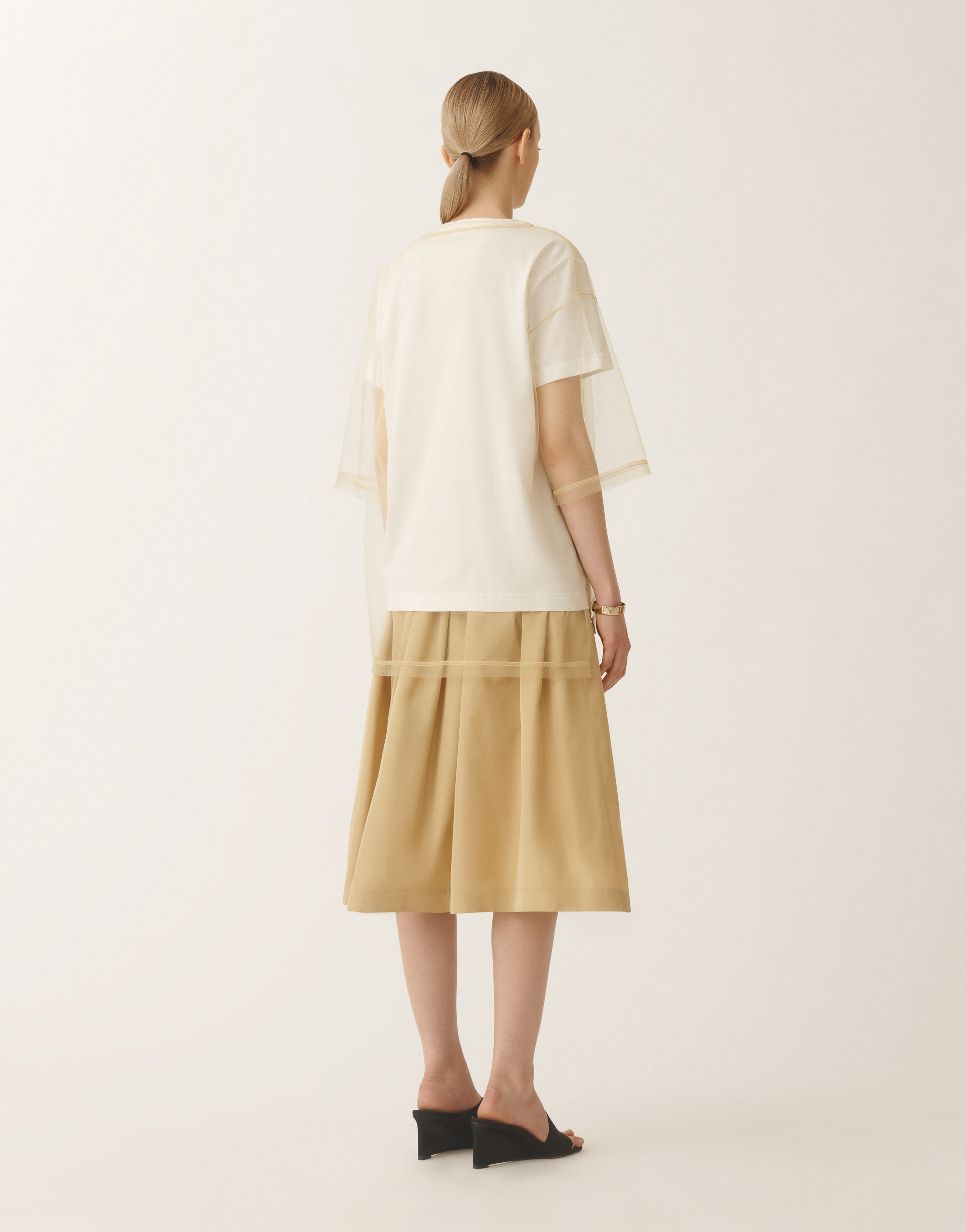 FABIANA FILIPPI JERSEY AND TULLE T-SHIRT