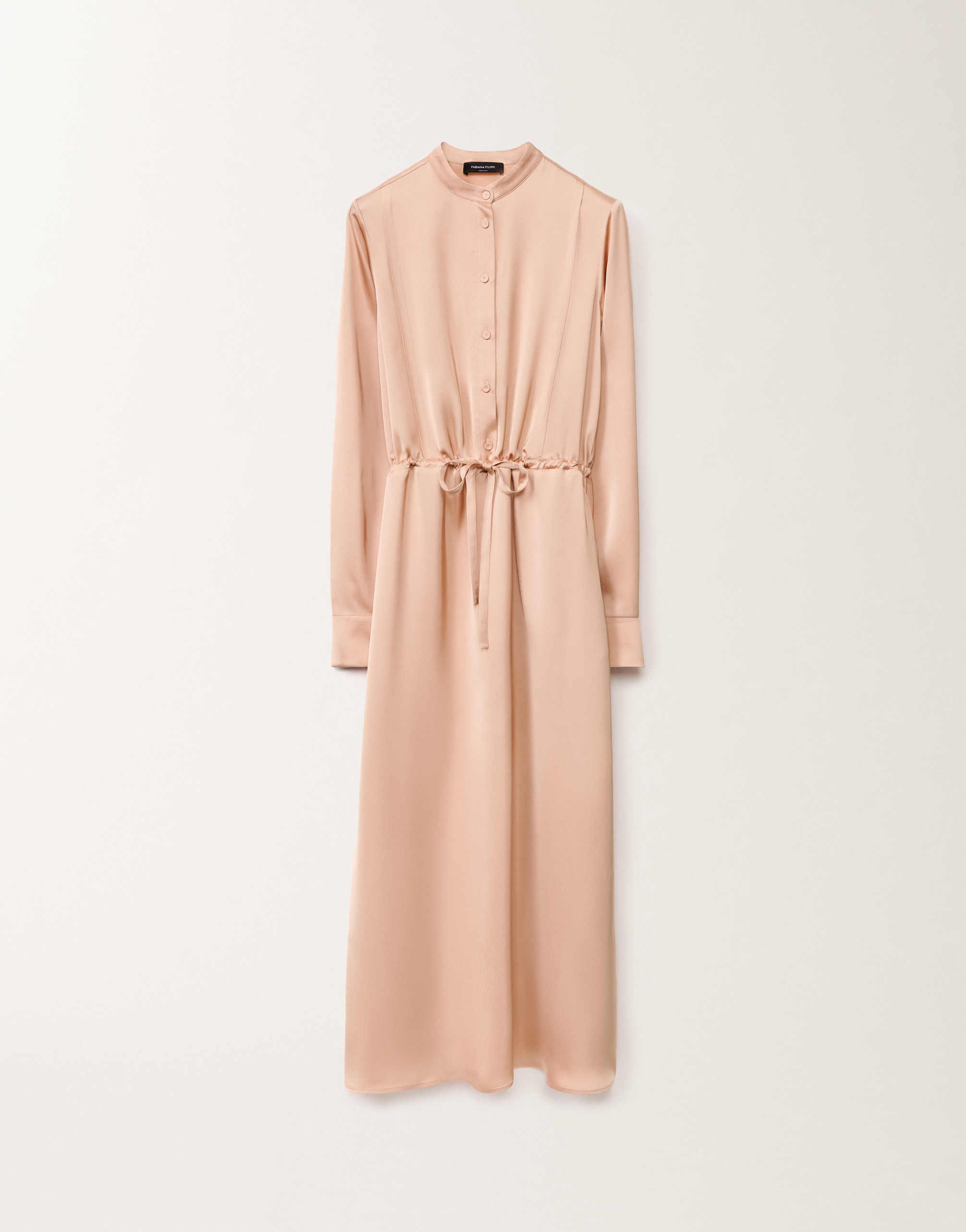 Fabiana Filippi Long Viscose Satin Shirt Dress In Pink