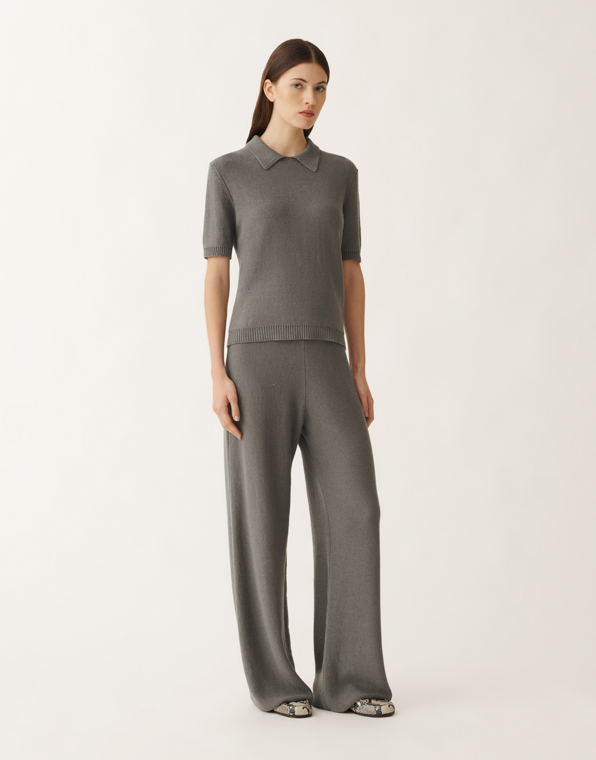 Fabiana Filippi Purl-knit Trousers In Grey
