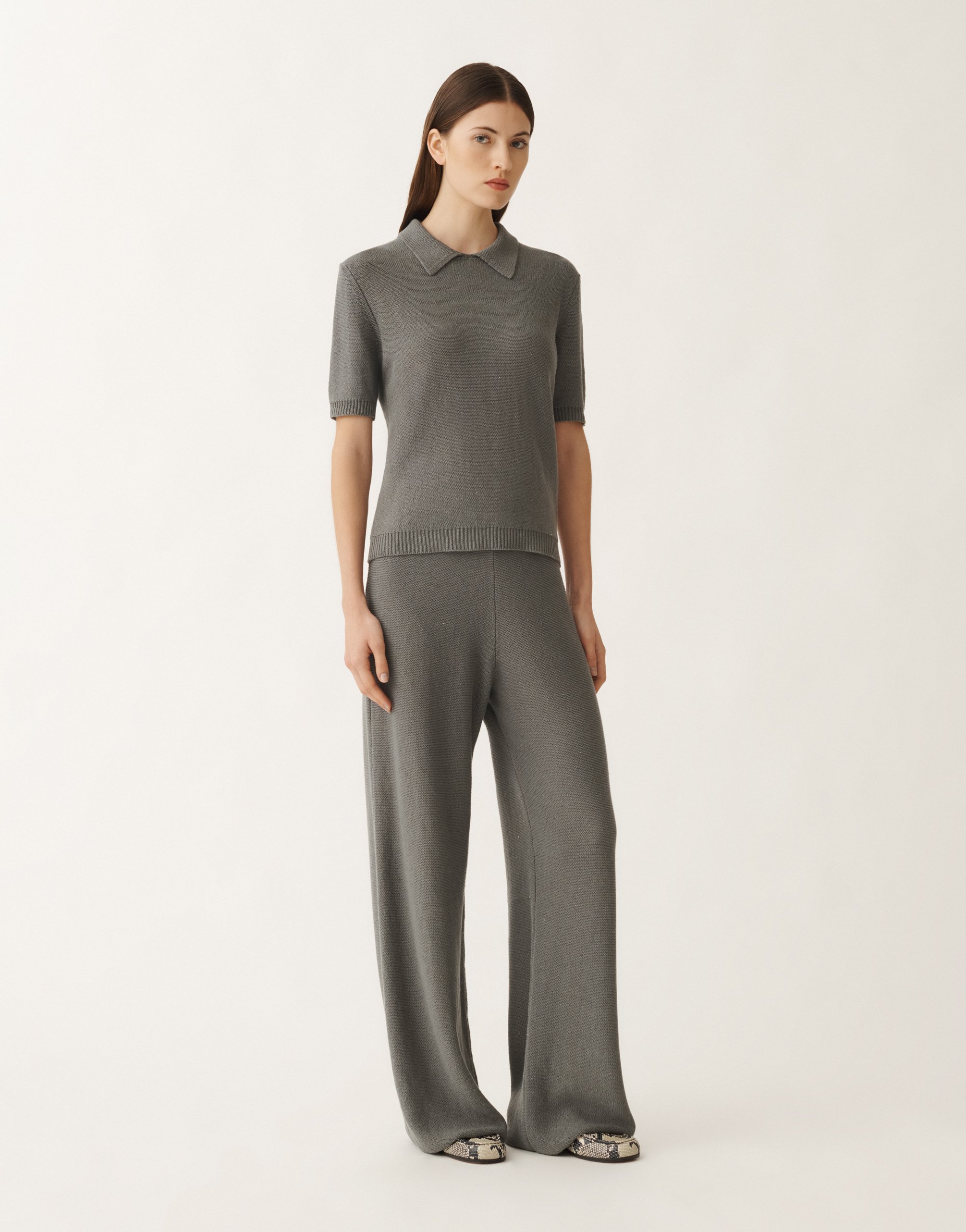 Fabiana Filippi Purl-knit Trousers In Grey