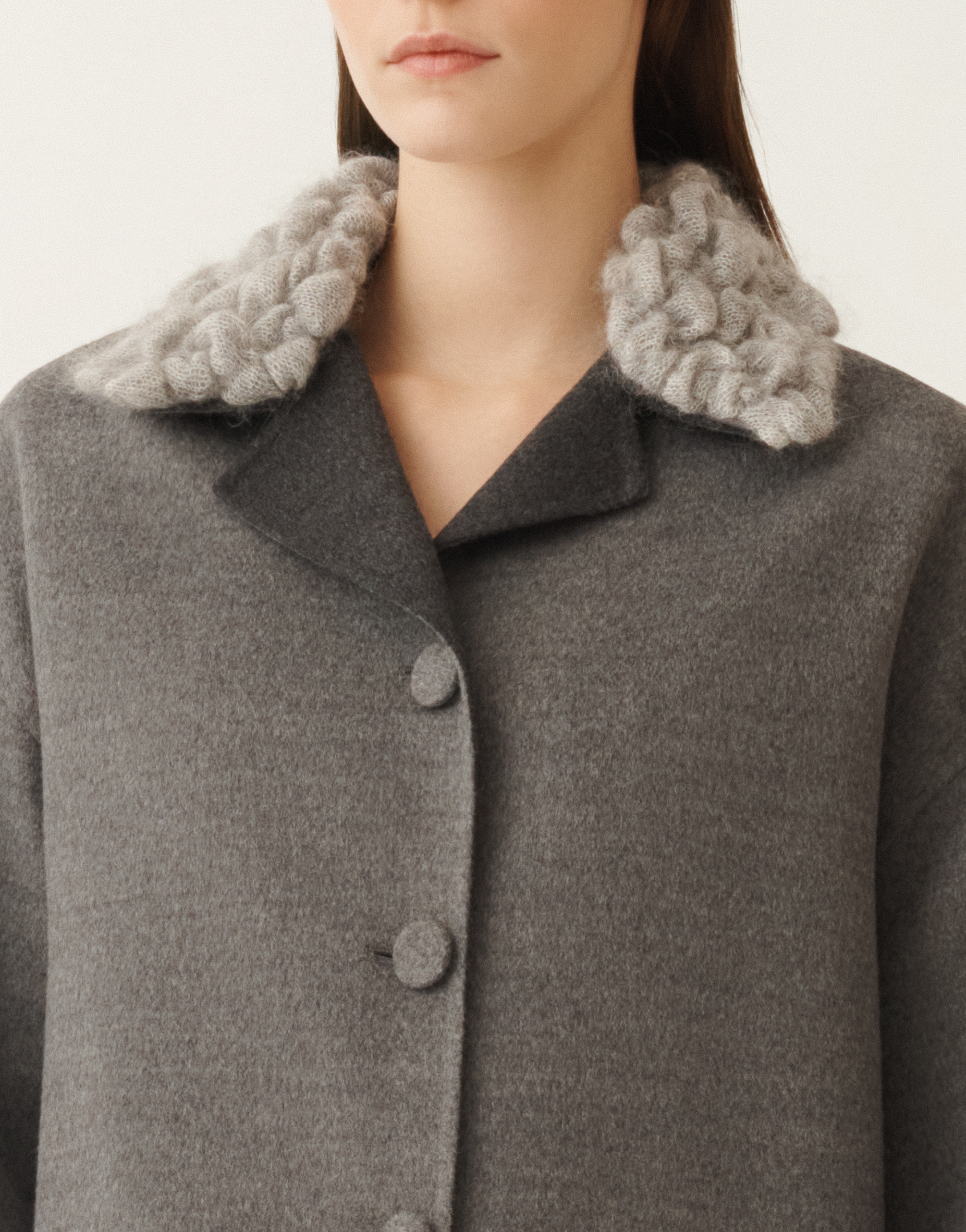 Fabiana Filippi Double Wool Pea Coat In Gray