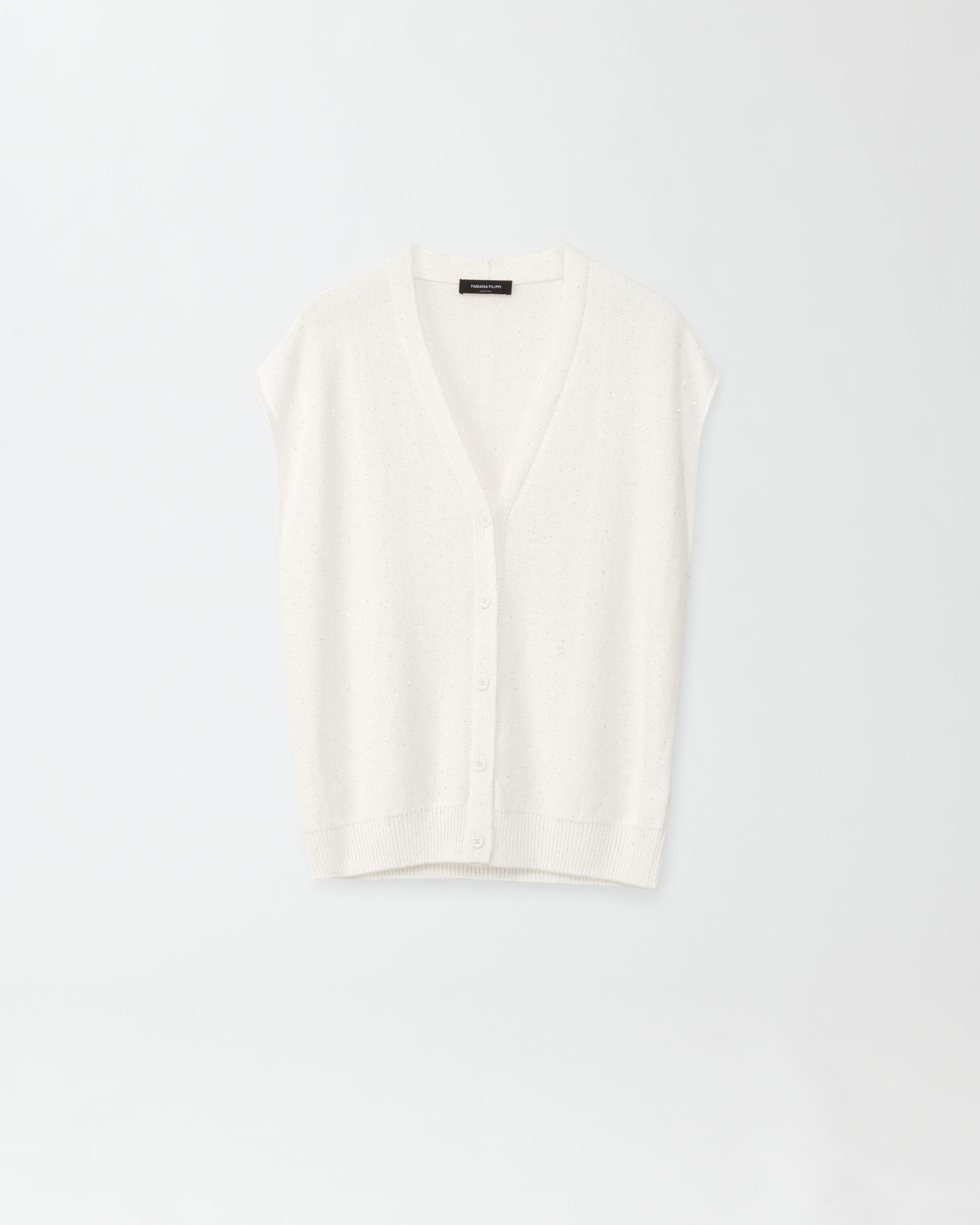 Shop Fabiana Filippi Sequin Long Vest In White