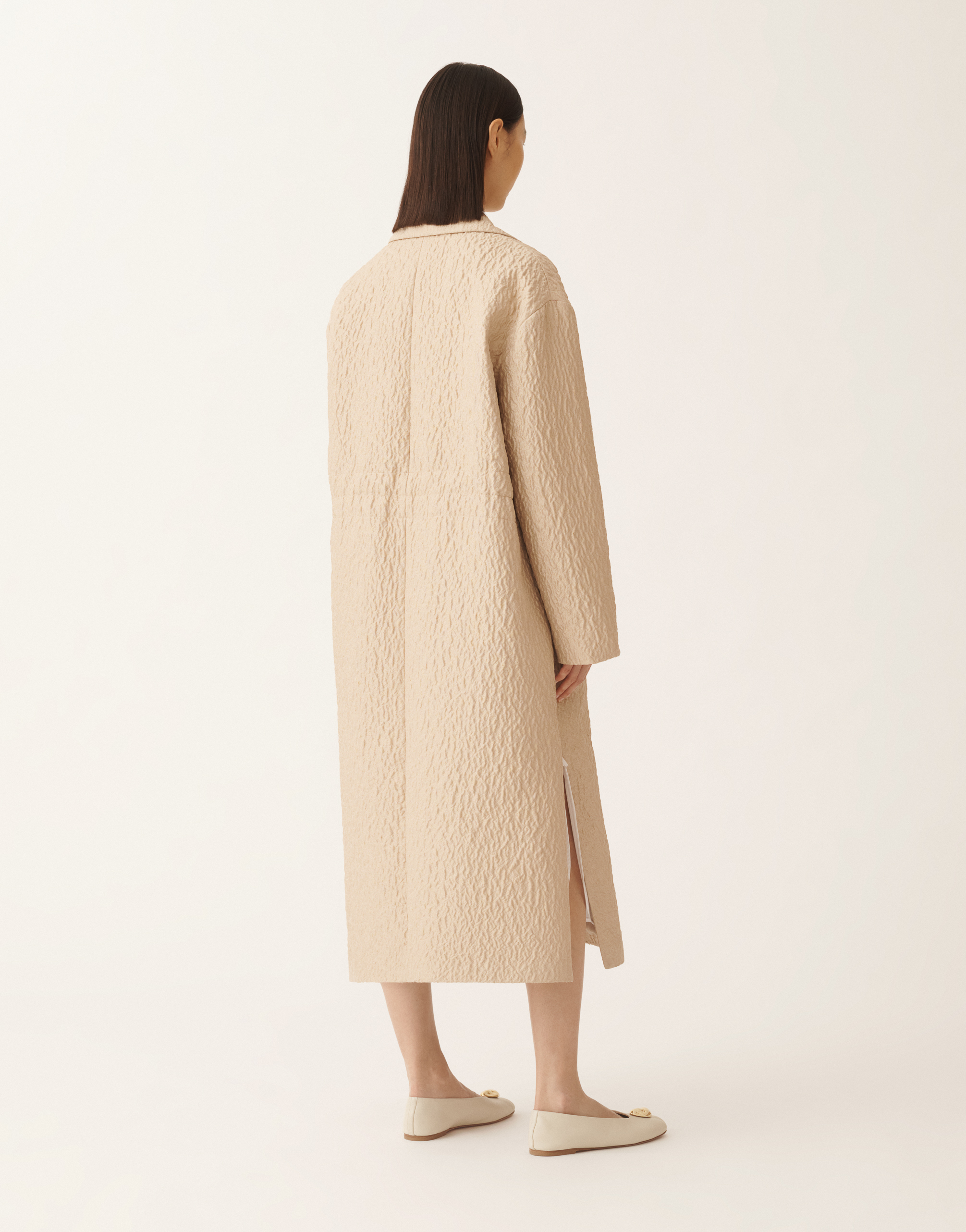 Fabiana Filippi Textured-effect Drawstring Single-breasted Coat In Brown