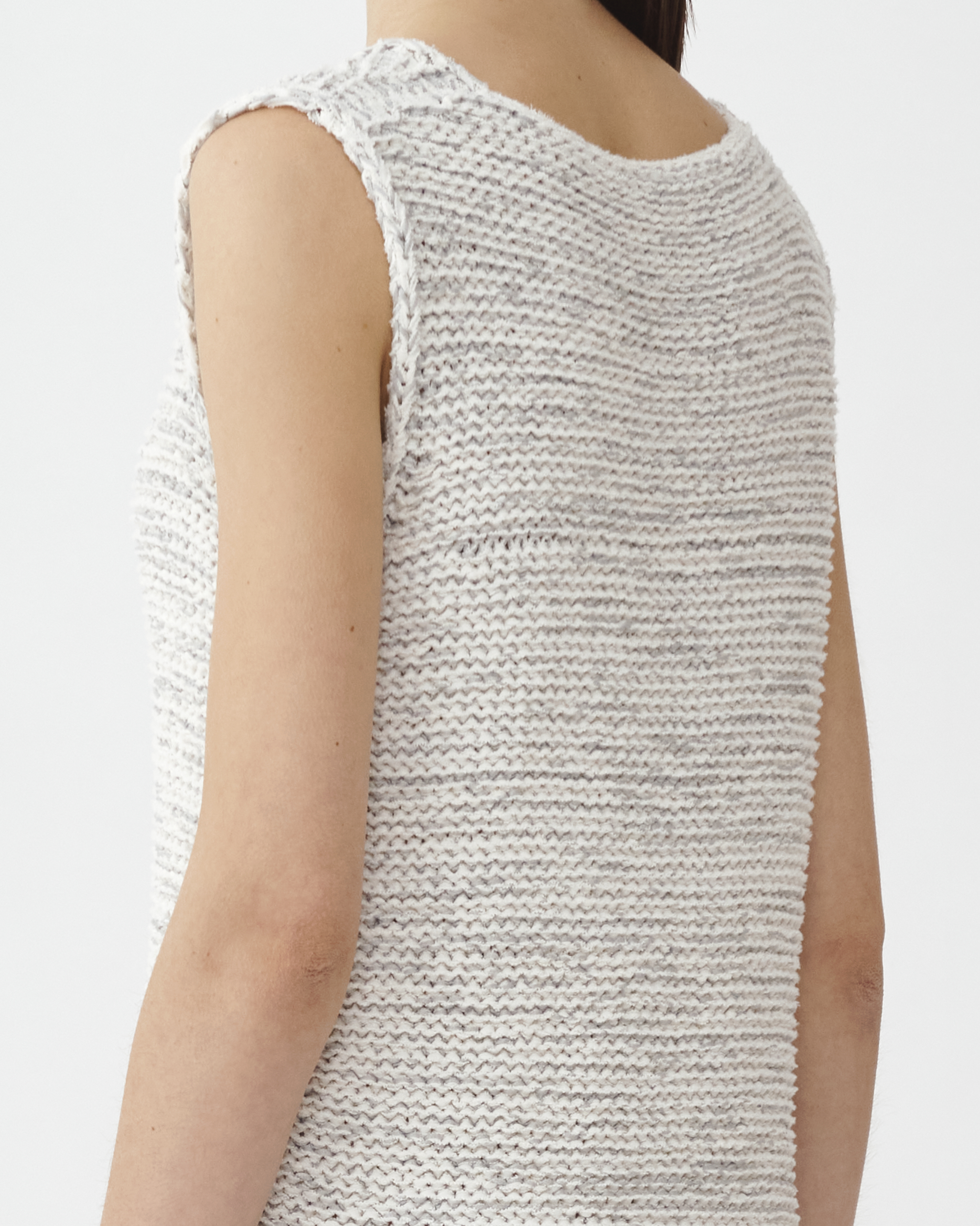 Shop Fabiana Filippi Mesh Effect Tunic With Squared Neck In Butter/light Grey