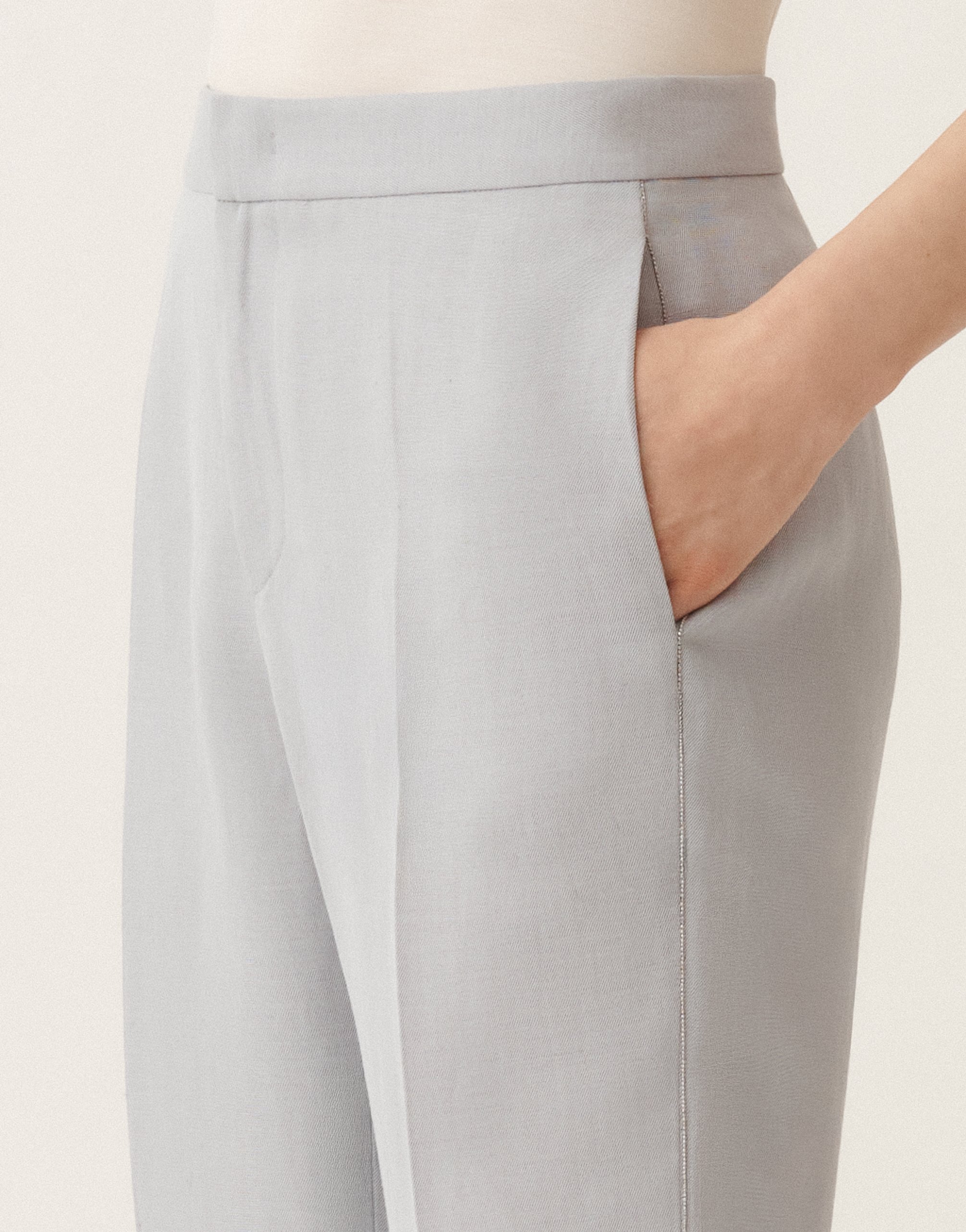 Shop Fabiana Filippi Montefalco Linen And Viscose Trousers In Lavender