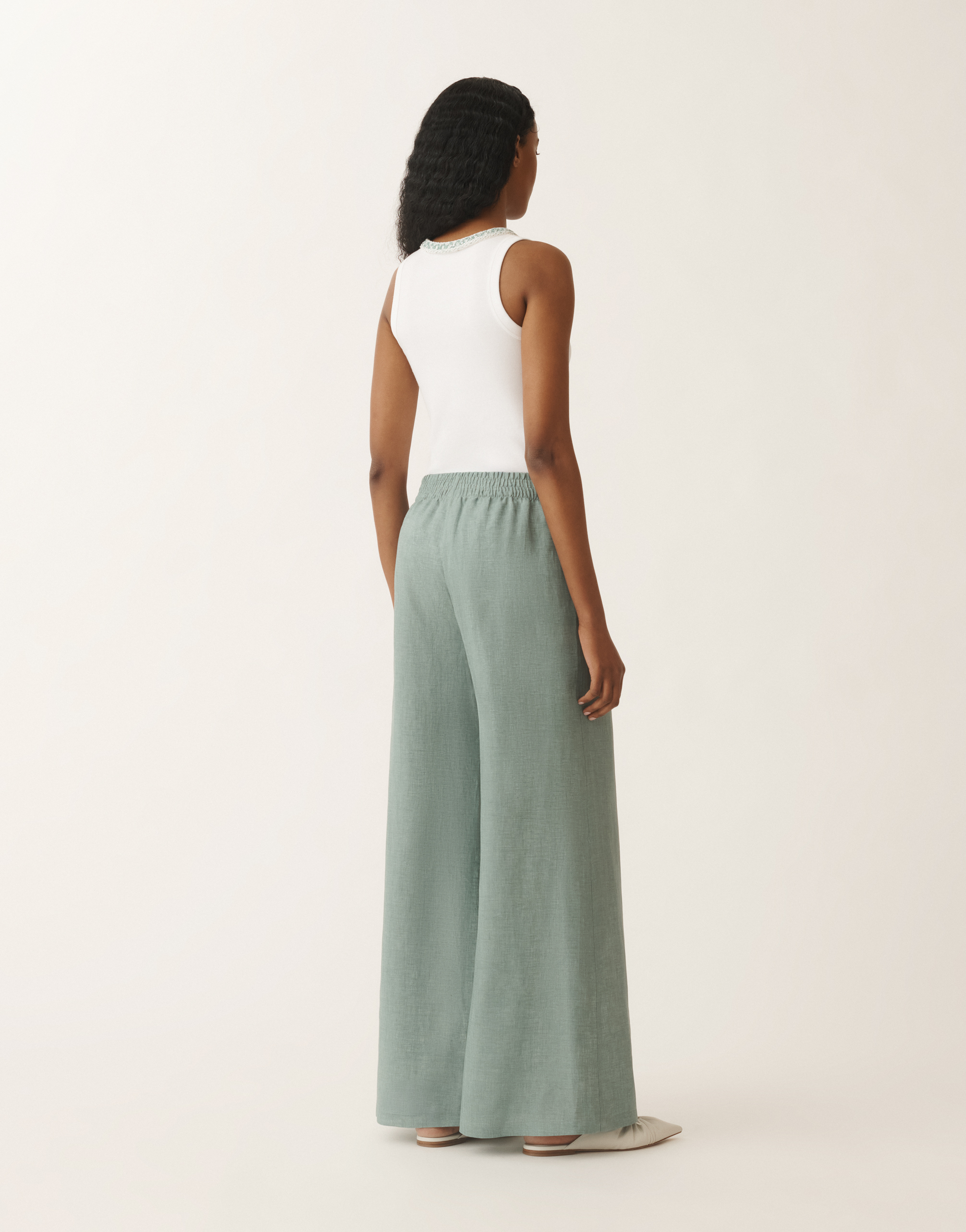Fabiana Filippi Amelia Linen Canvas Trousers In Turquoise