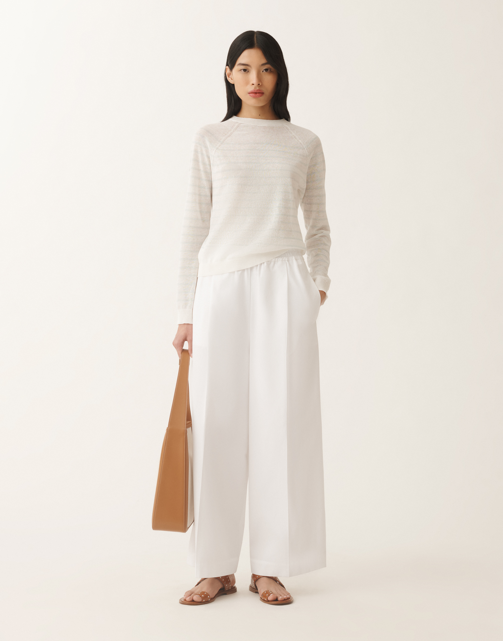 Fabiana Filippi Striped Sweater In White/aquagreen