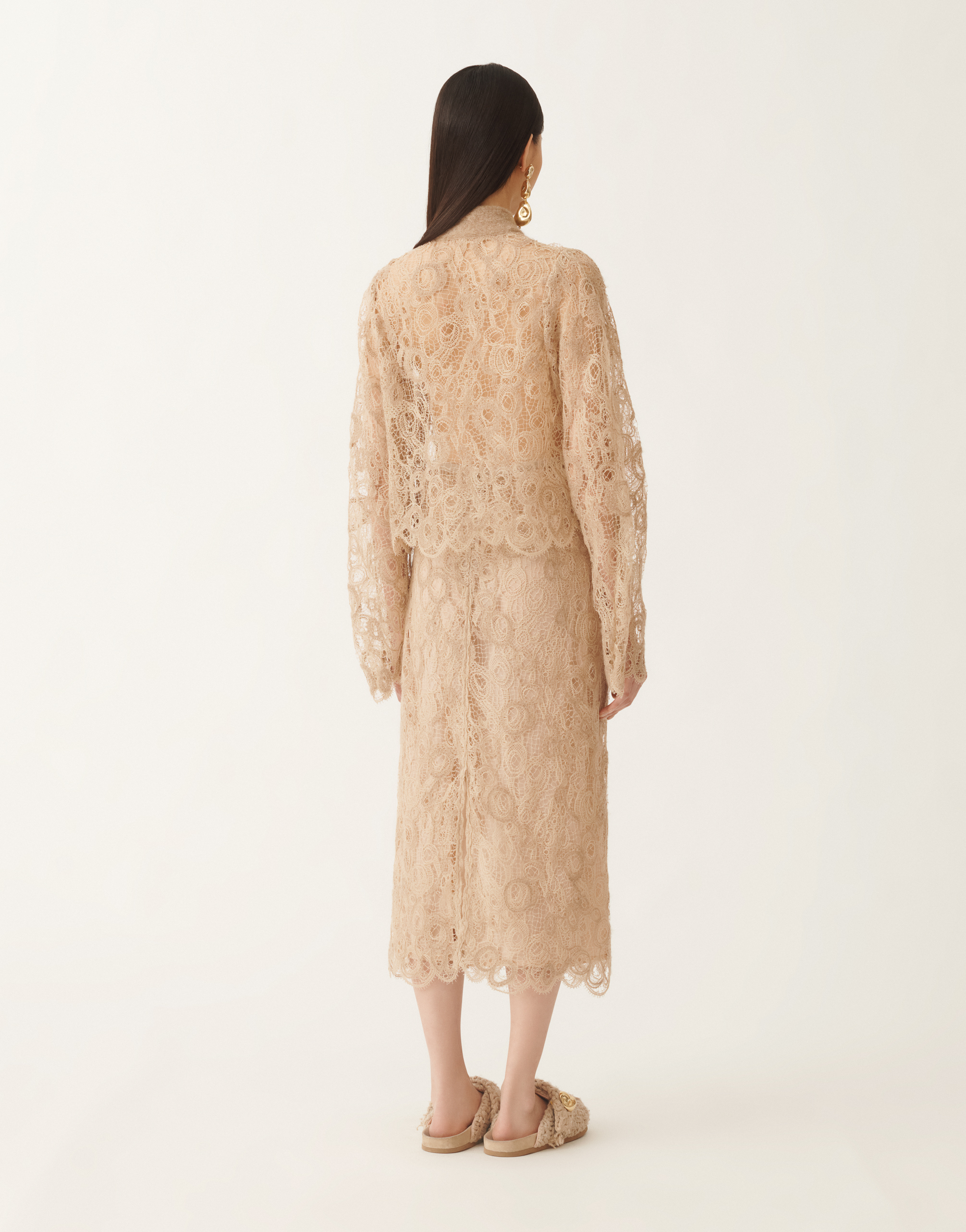 Fabiana Filippi Lace Cropped Shirt In Neutral