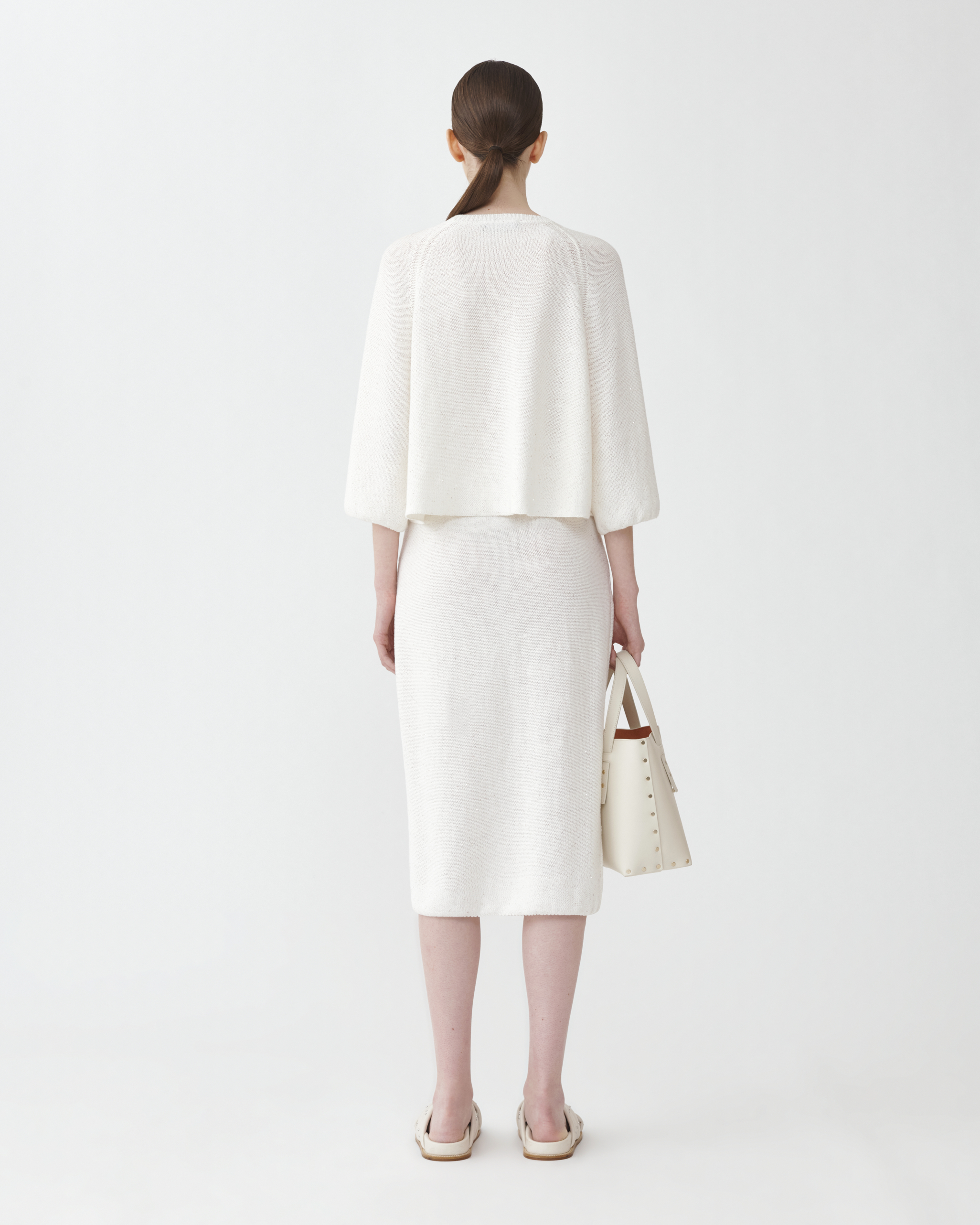 Shop Fabiana Filippi Sequin Cape Sweater In White