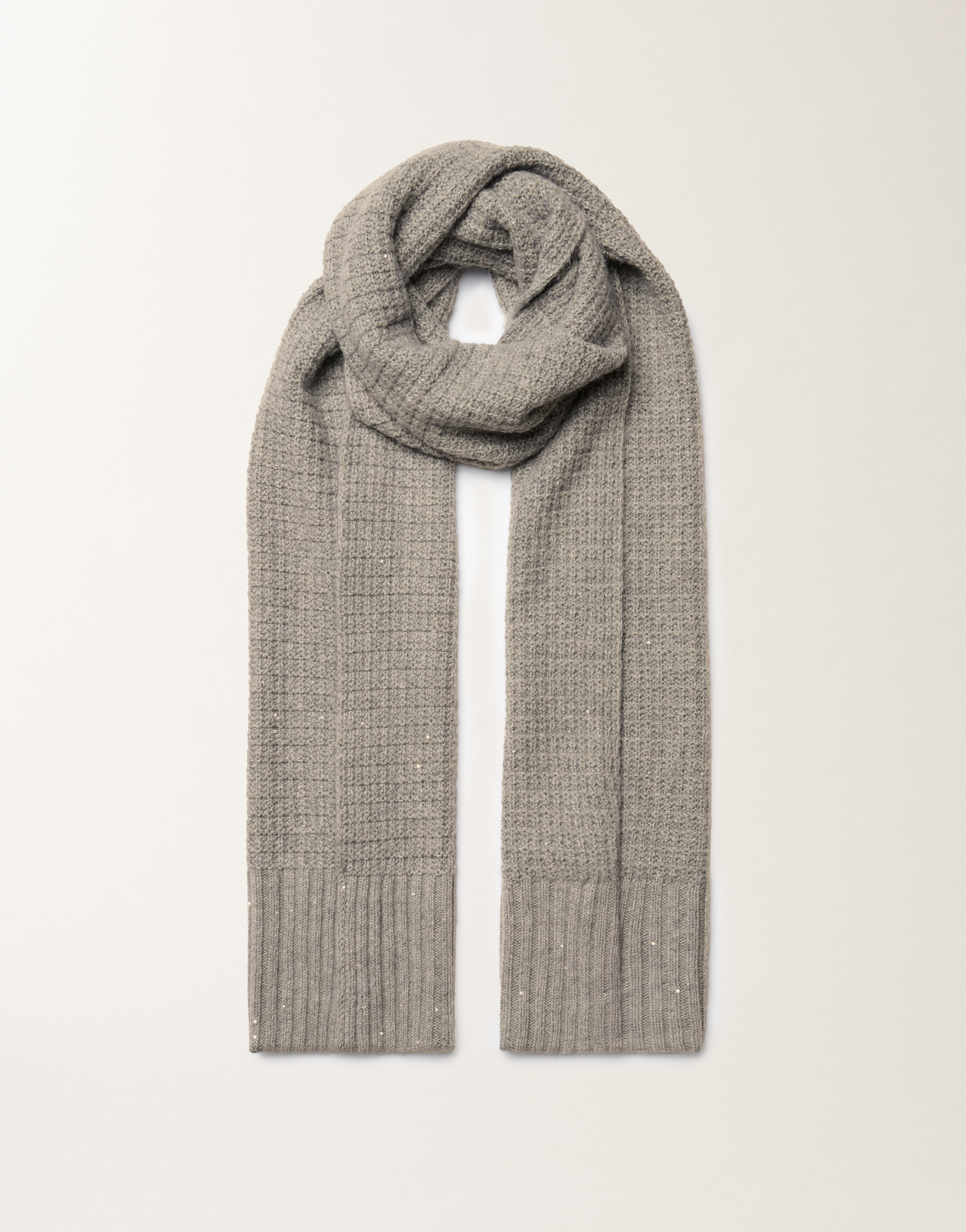 Fabiana Filippi Wool And Silk Scarf With Sequins In Gray