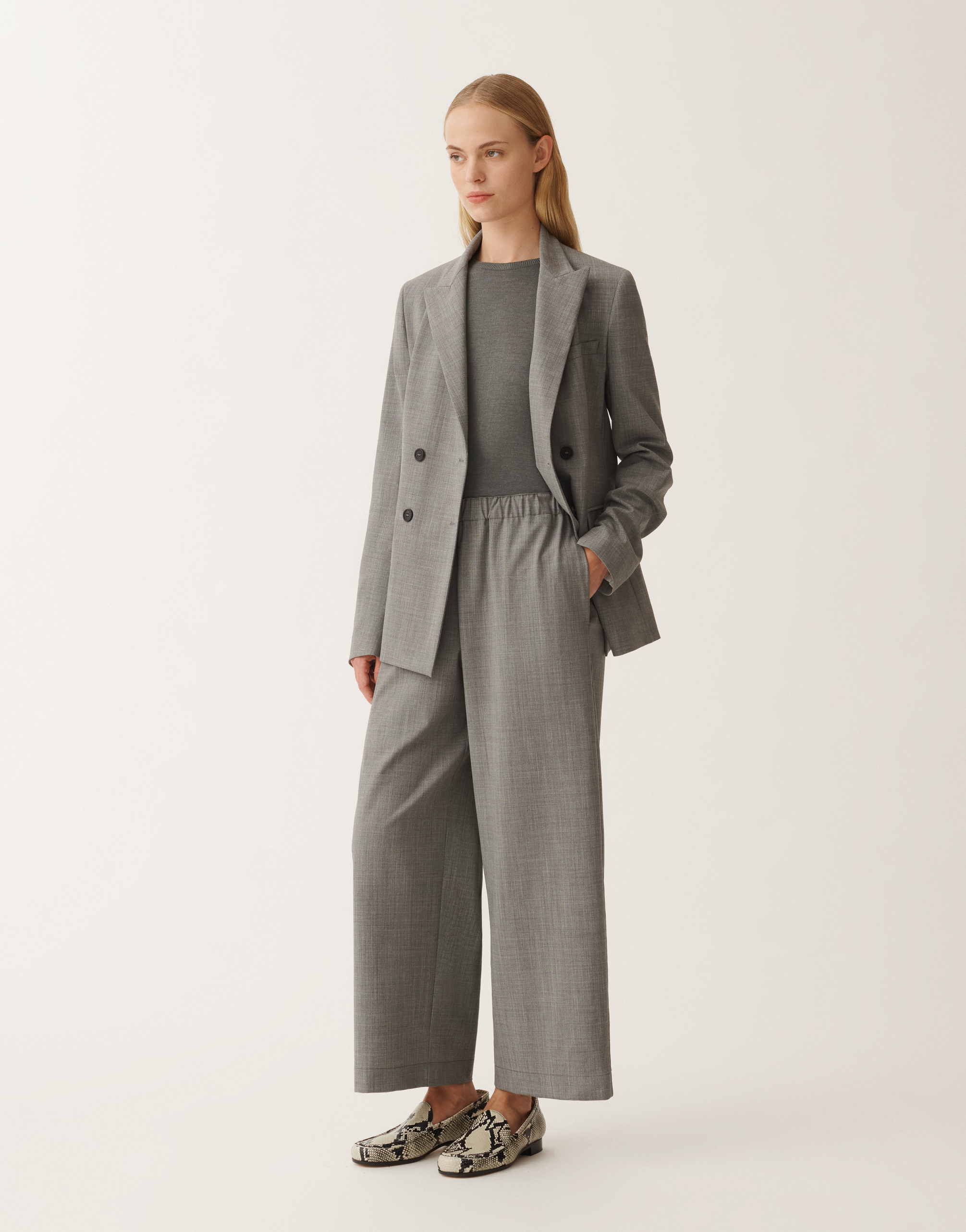 Shop Fabiana Filippi Trevi Cool Wool Trousers In Grey