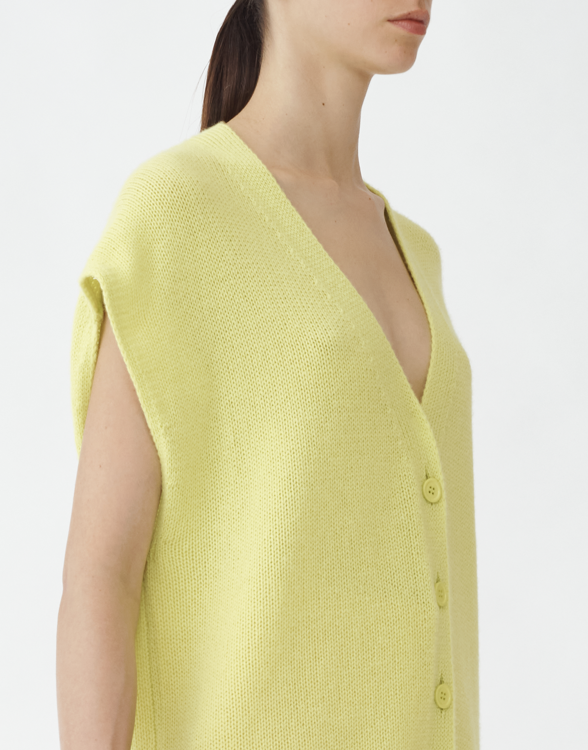Shop Fabiana Filippi Cashmere Oversized Knit Vest In Pale Lime