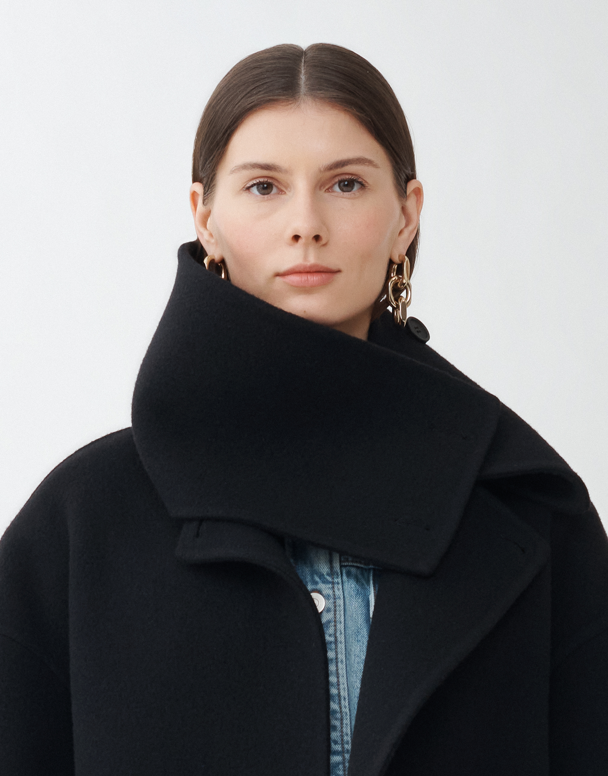 Shop Fabiana Filippi Boiled Wool Long Coat In Black