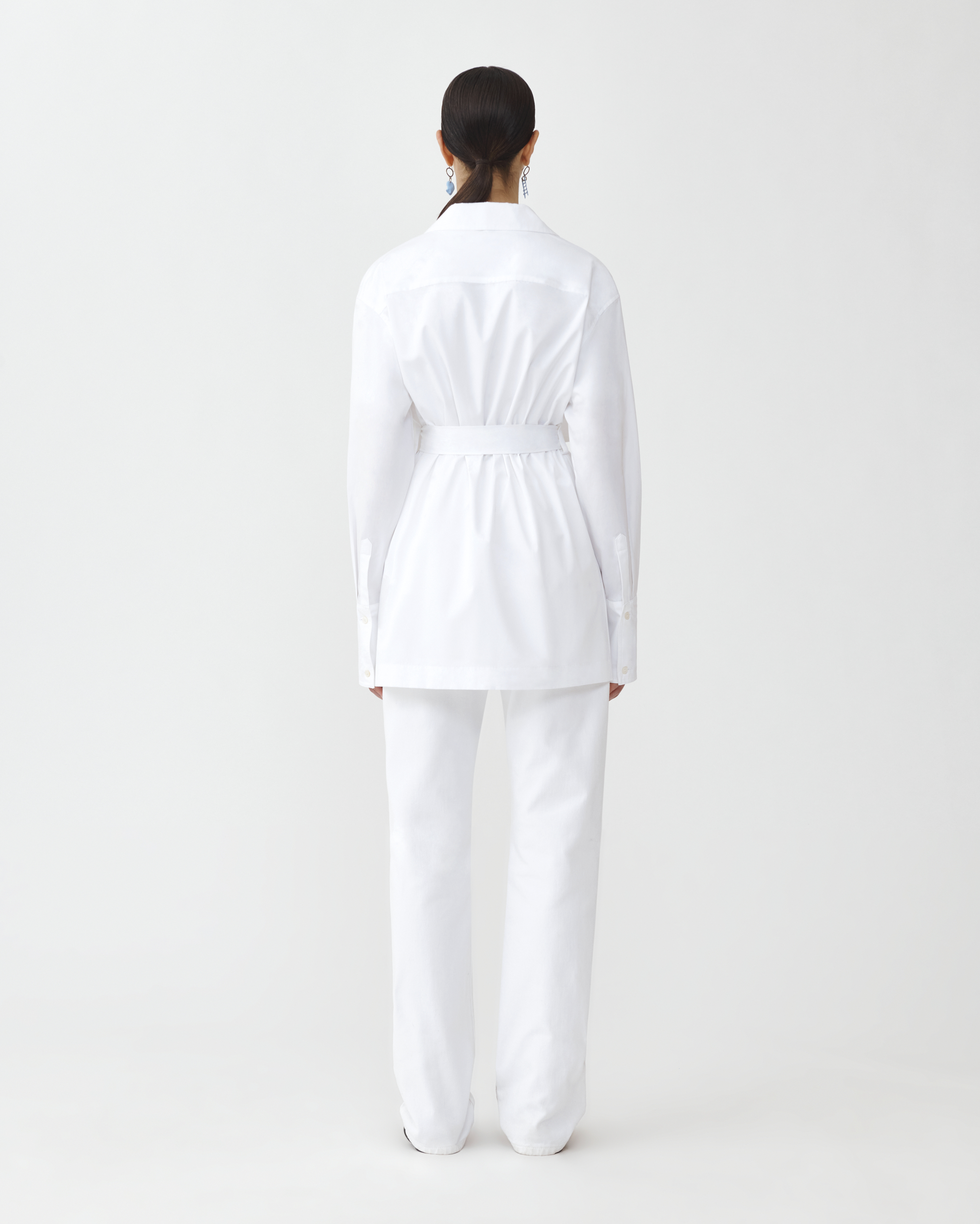 Shop Fabiana Filippi Compact Poplin Jacket With Bow Detail In Optical White