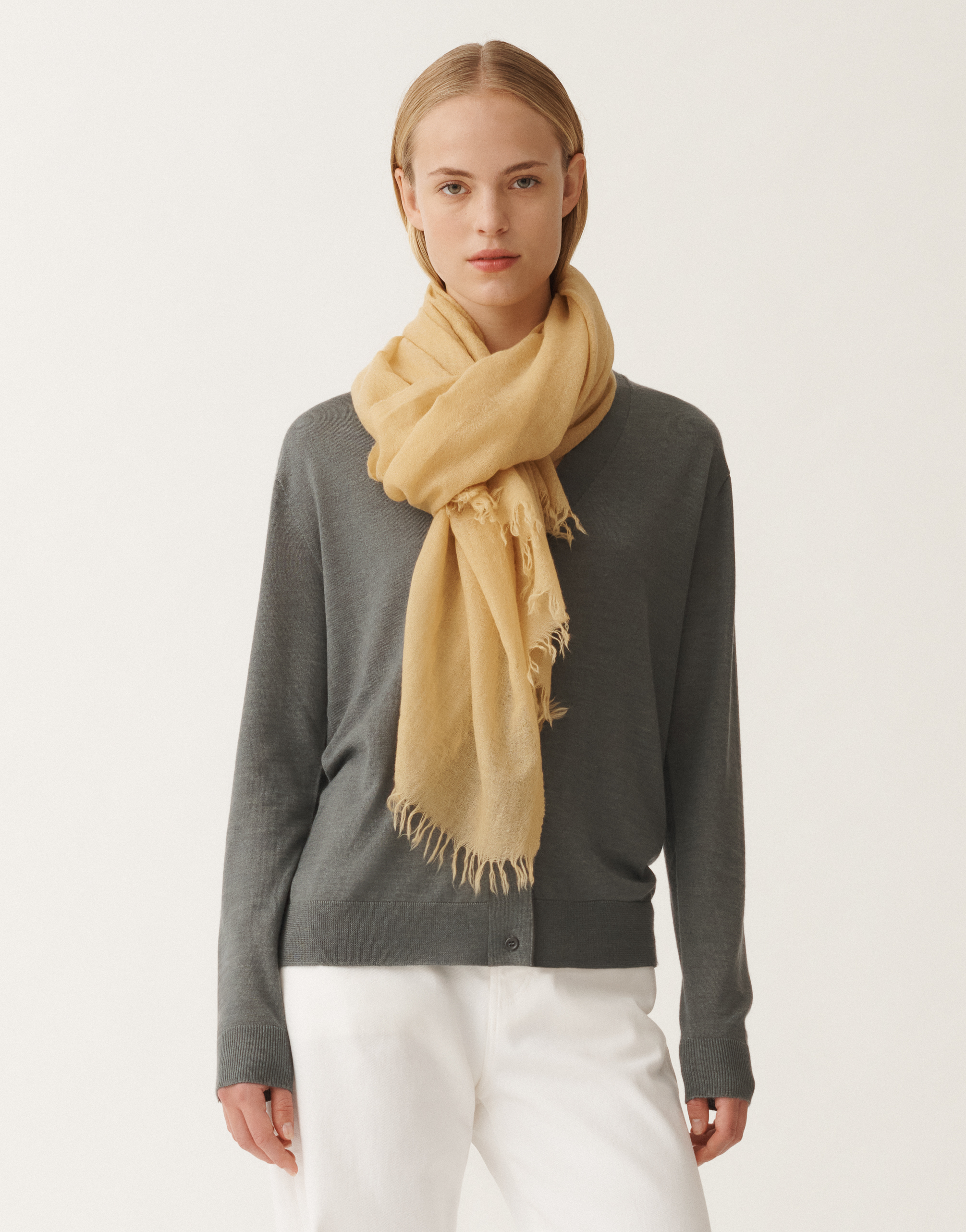 Shop Fabiana Filippi Cashmere Scarf In Yellow