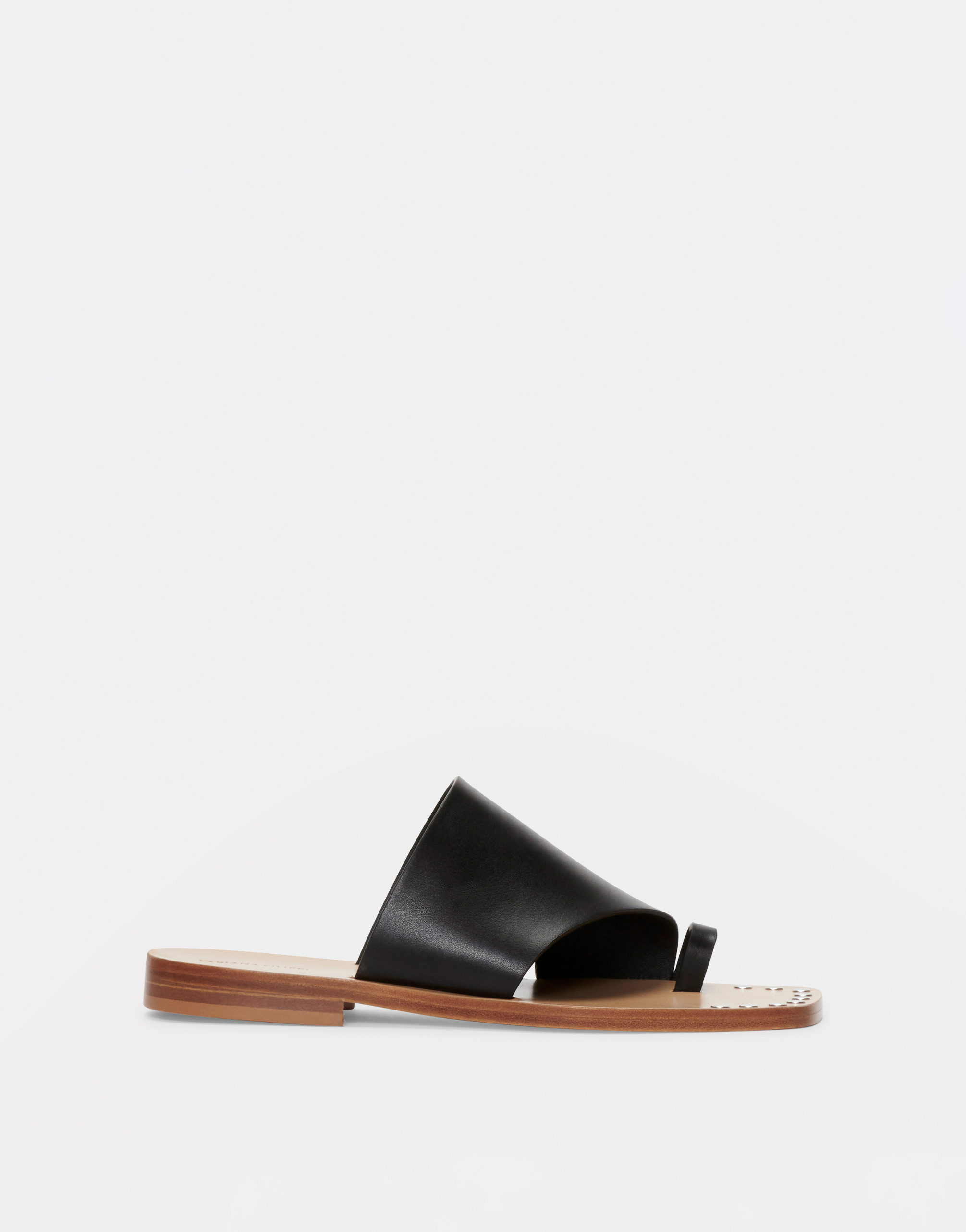 Shop Fabiana Filippi Leather Slides With Stud Detail In Black