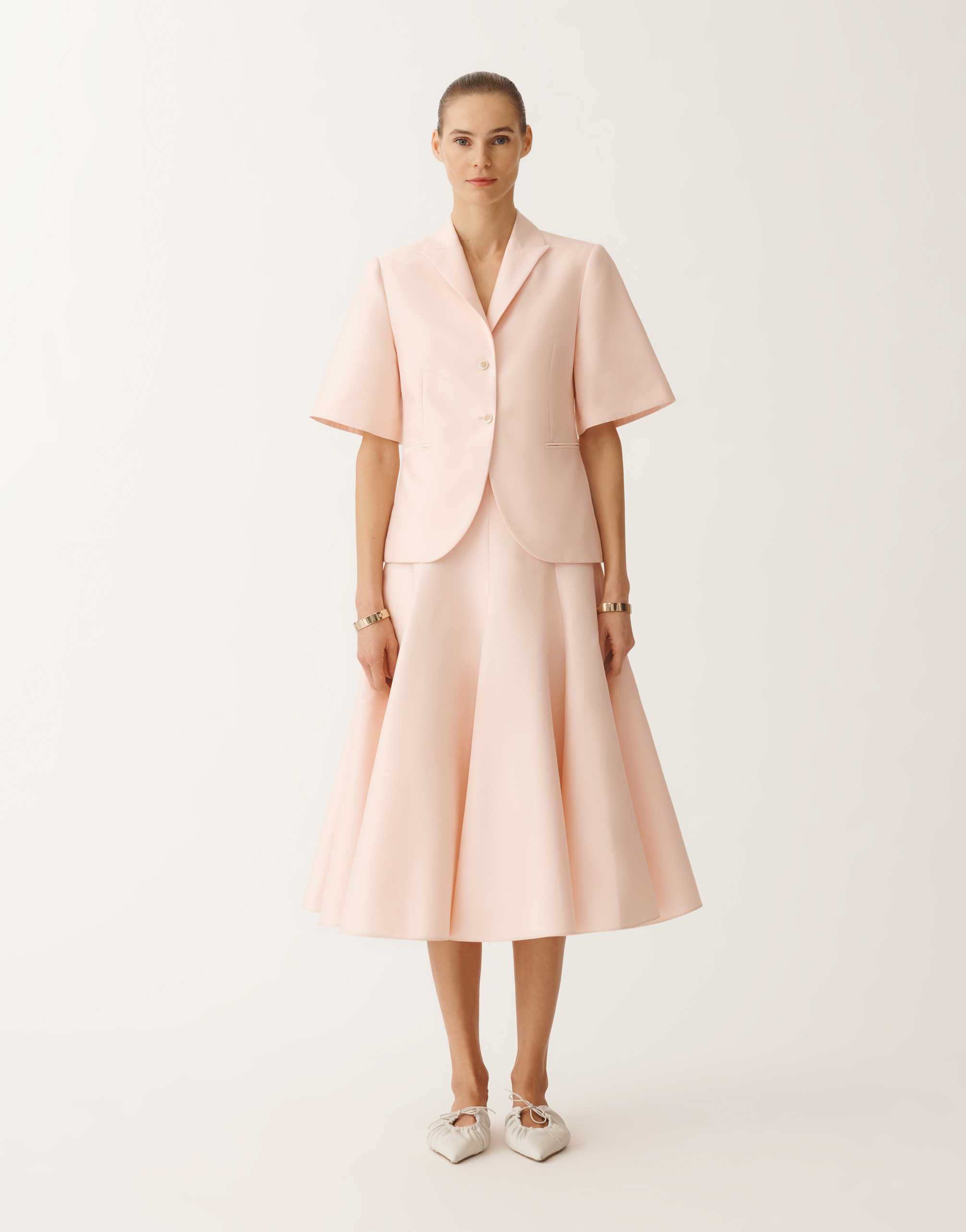 Fabiana Filippi Cotton And Silk Short-sleeved Mikado Jacket In Candy