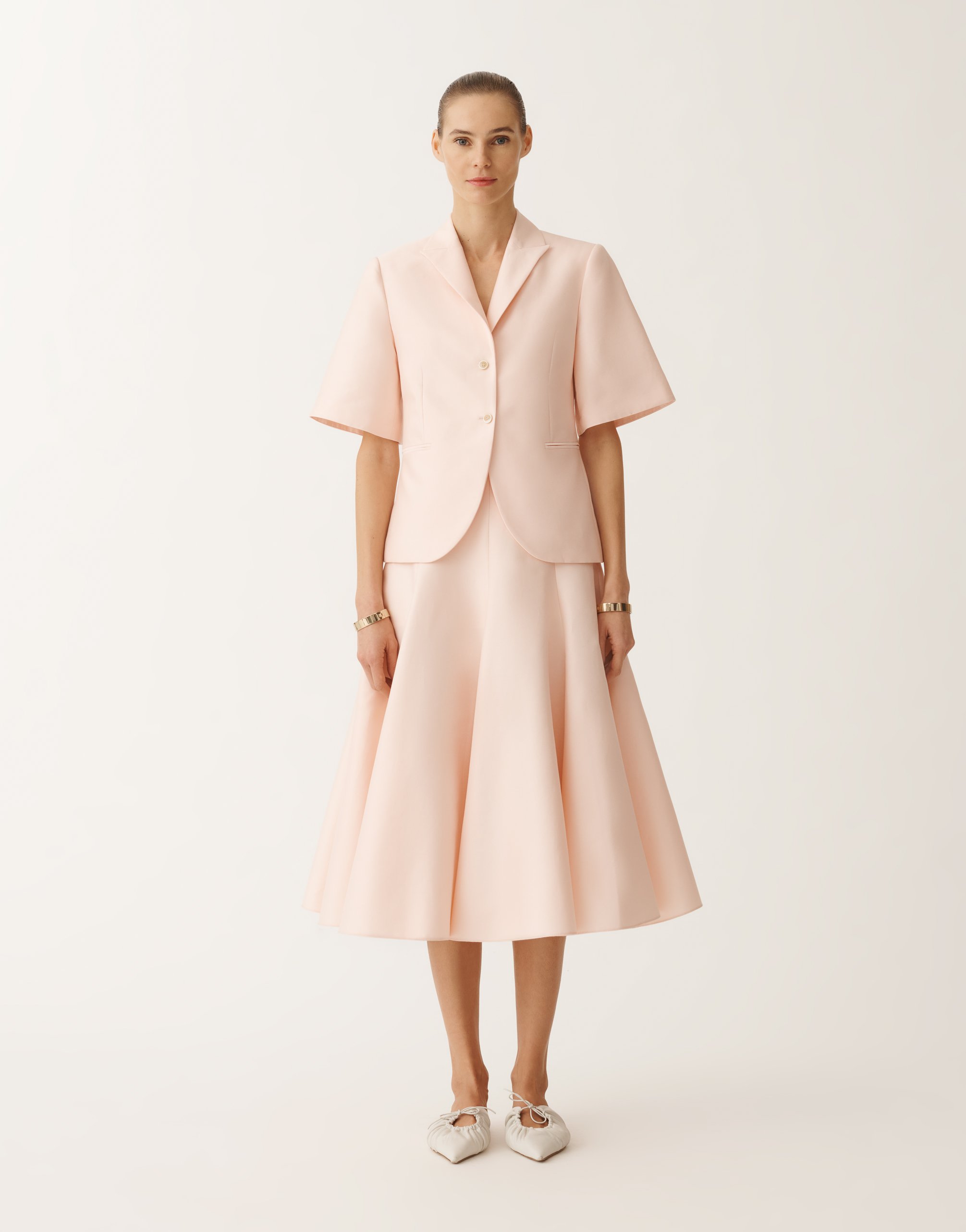 Fabiana Filippi Cotton And Silk Short-sleeved Mikado Jacket In Candy