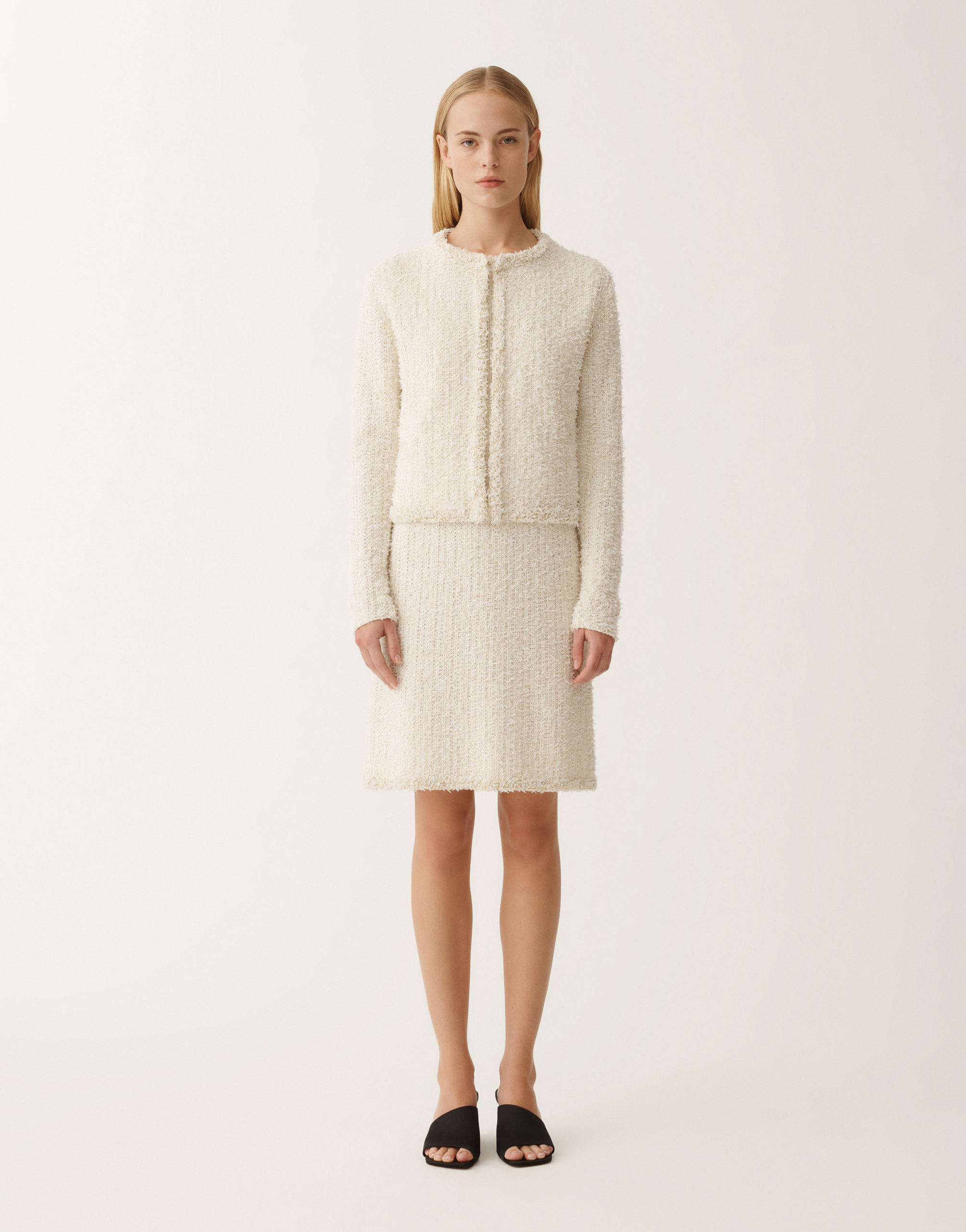 Fabiana Filippi Ivory Cotton Cardigan With Sequins And Lurex Details In White