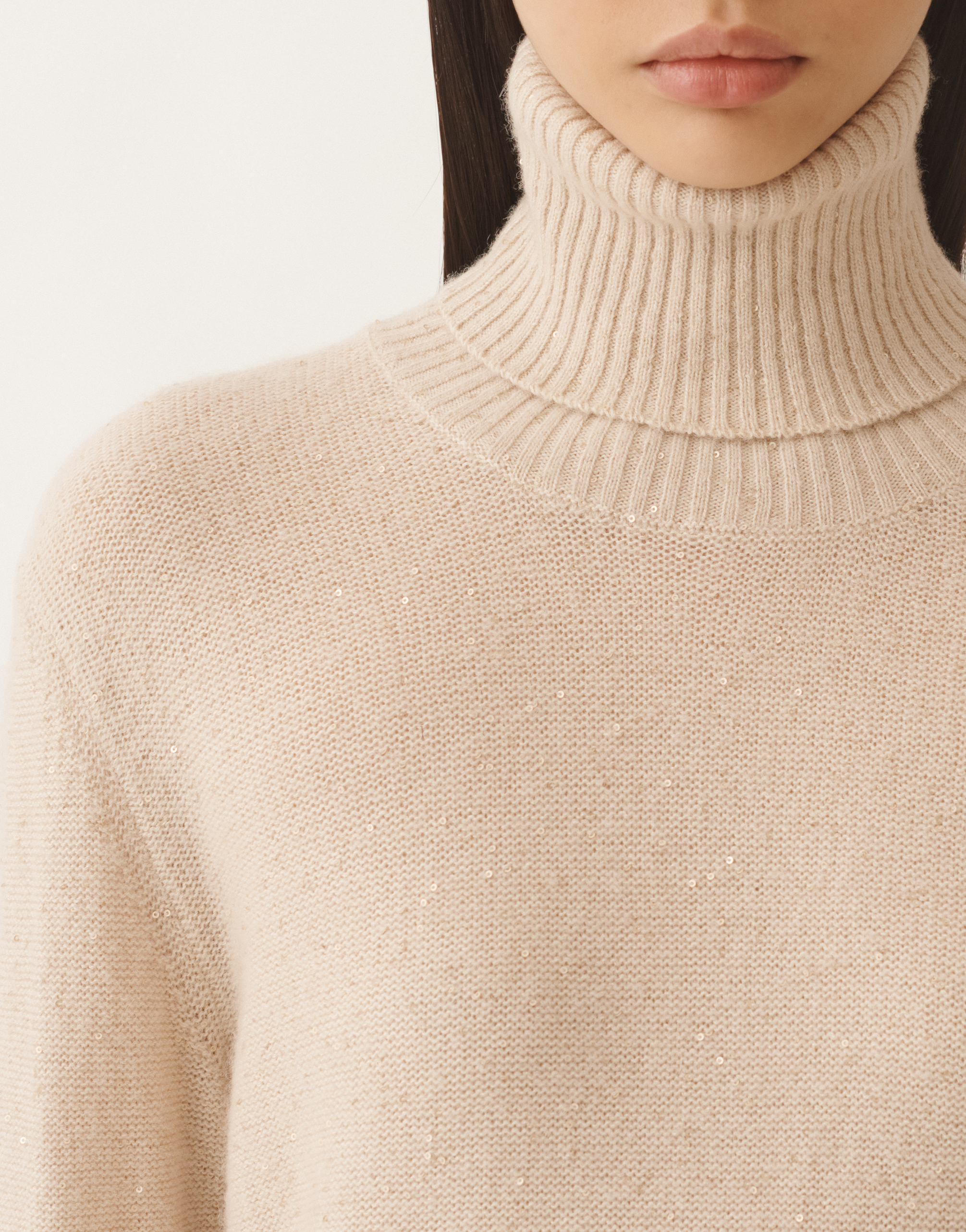 Fabiana Filippi Wool And Silk Sweater With Sequins In Beige
