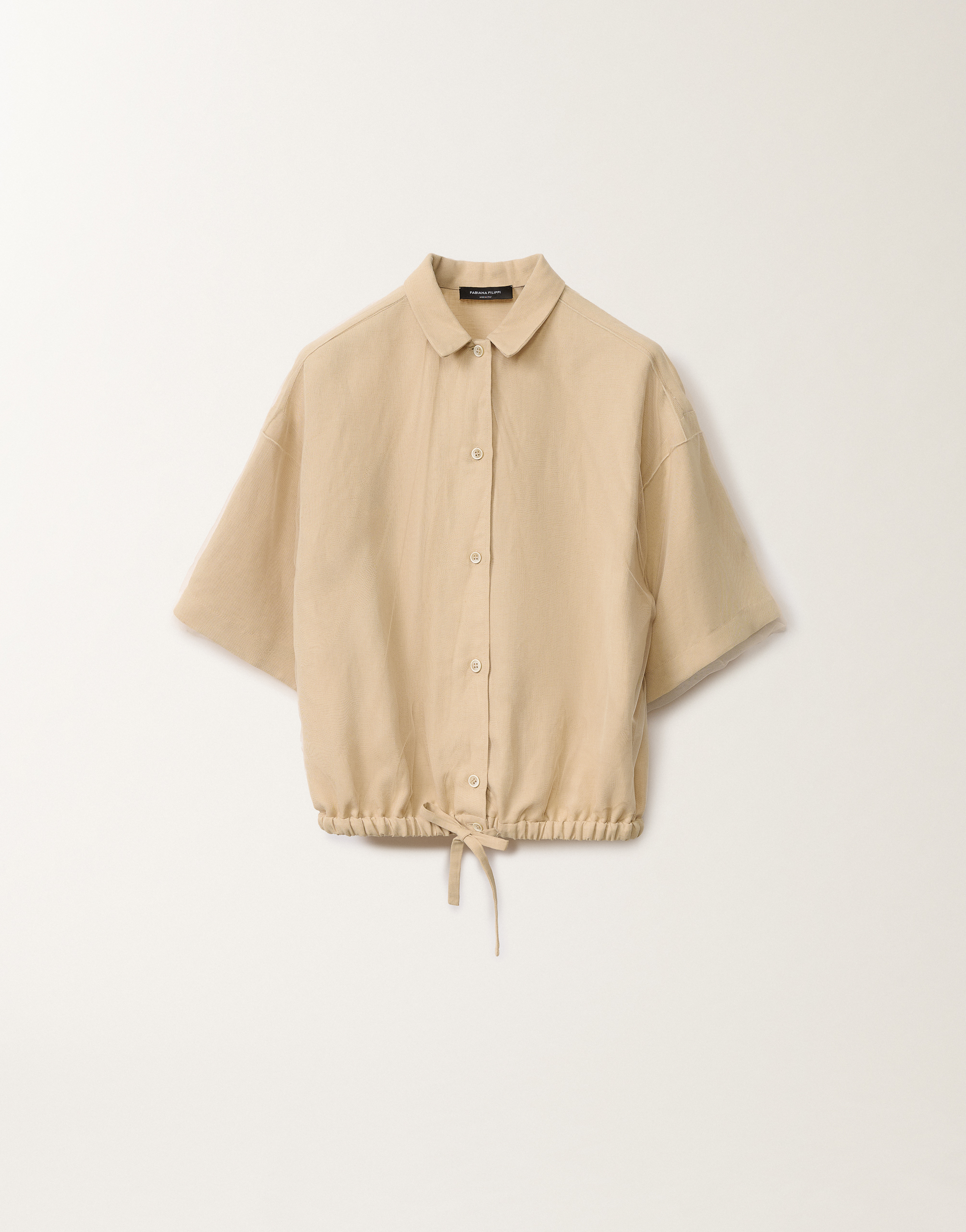 Shop Fabiana Filippi Linen And Viscose Shirt In Sand