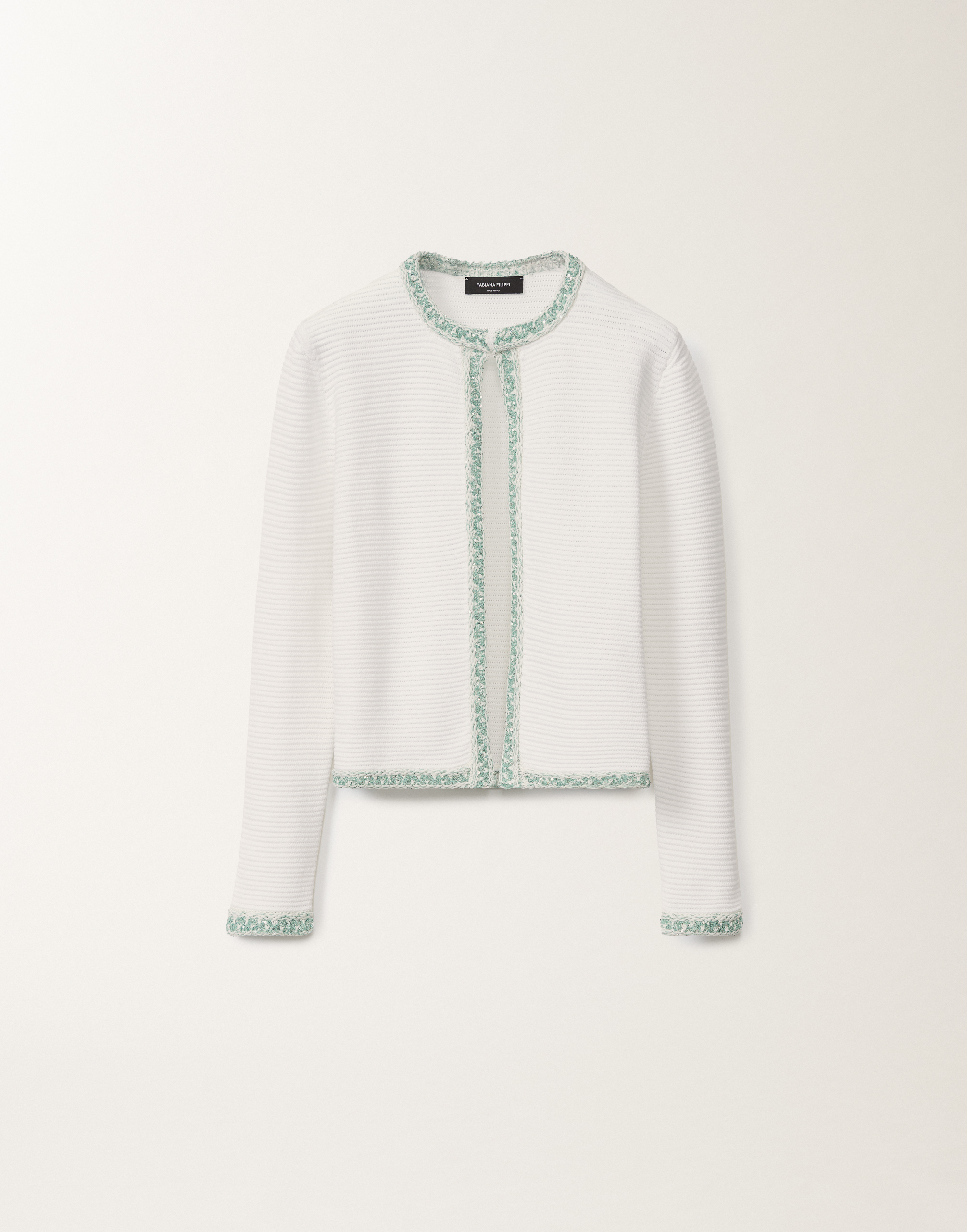 Fabiana Filippi Sequin-embellishment Jacket In White/aquagreen