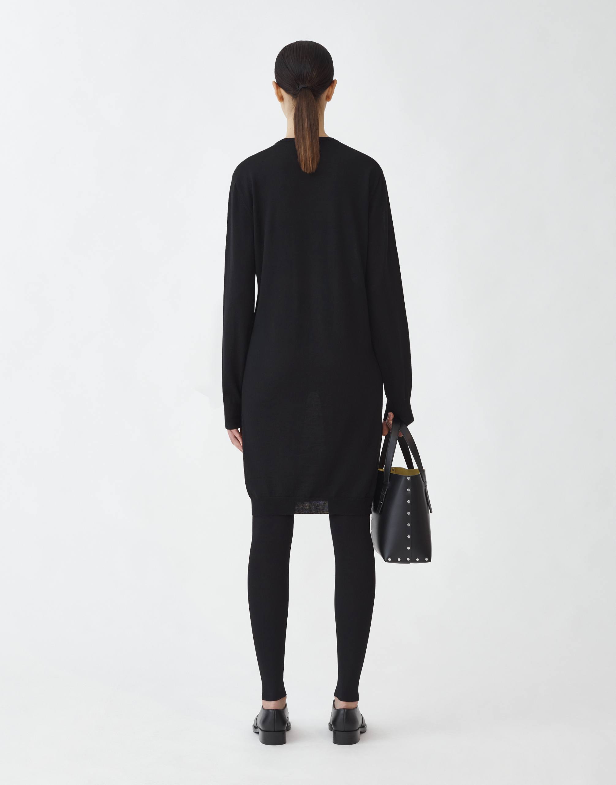 Shop Fabiana Filippi Crew Neck Knit Dress In Black