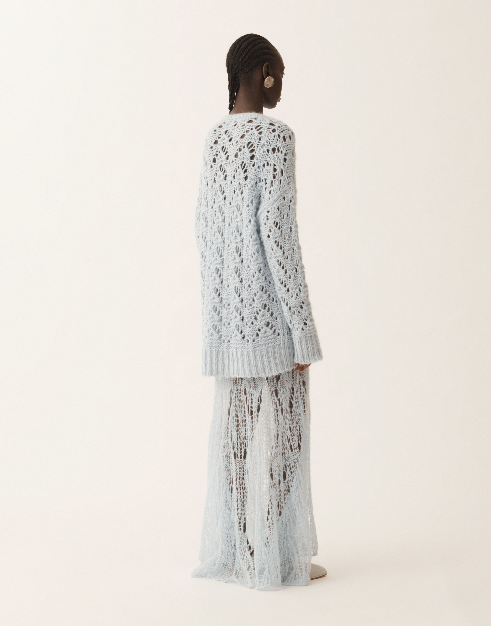 Fabiana Filippi Women Light Blue Openwork Sweater, M Luxury Sweaters & Knitwear For Women Darveys