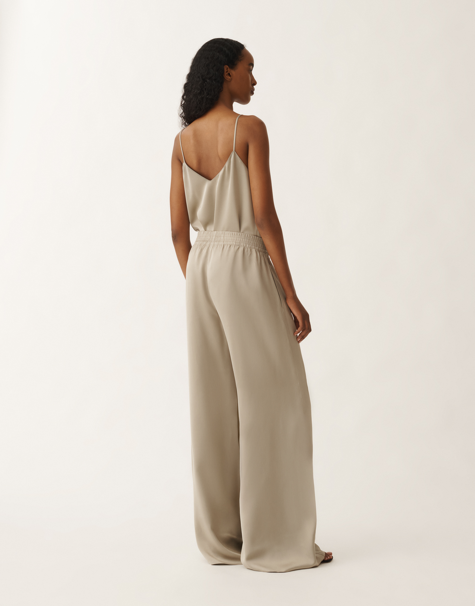 Fabiana Filippi Amelia Viscose Satin Trousers In Clay