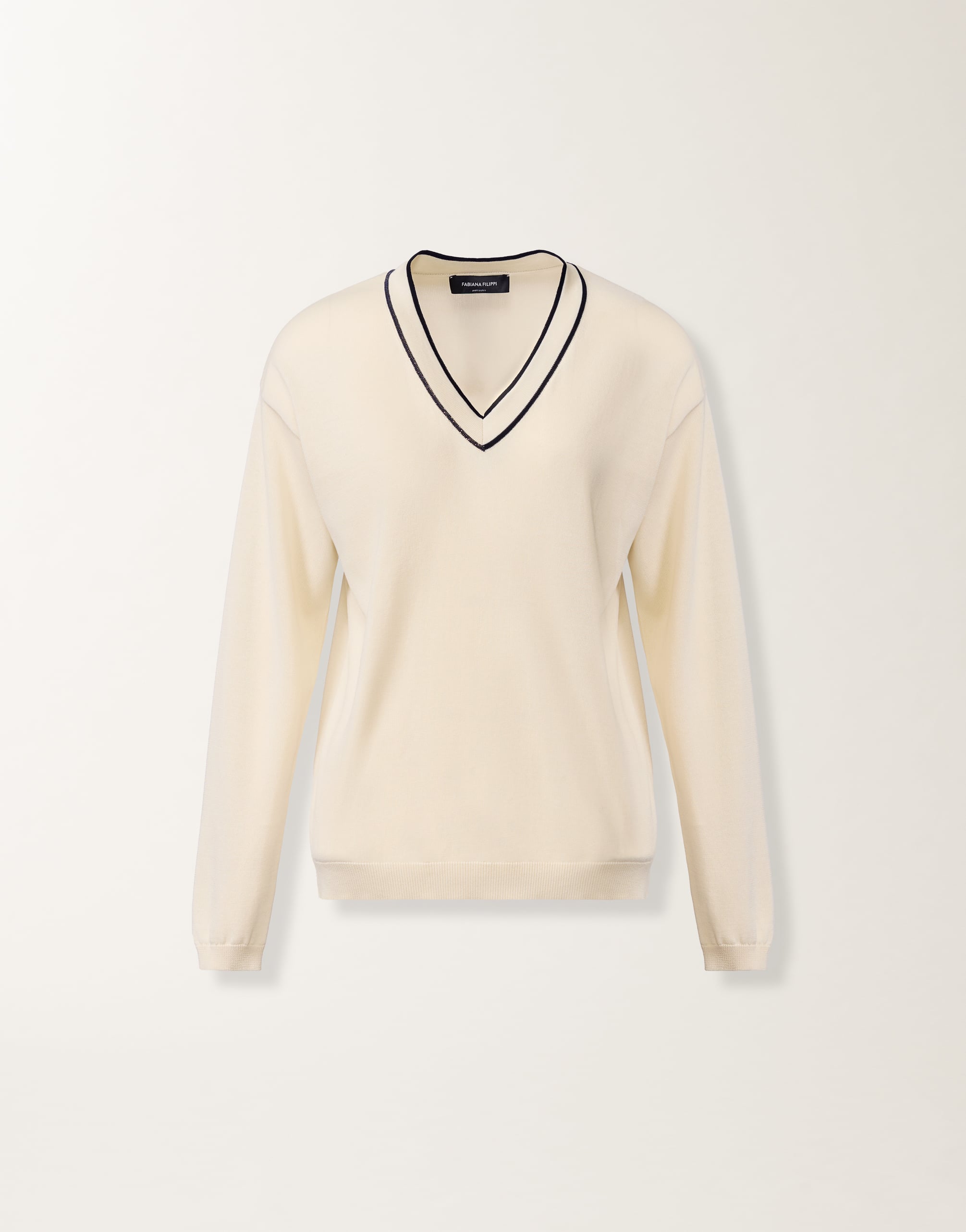 Sweater in organic cotton, butter and midnight blue for Women