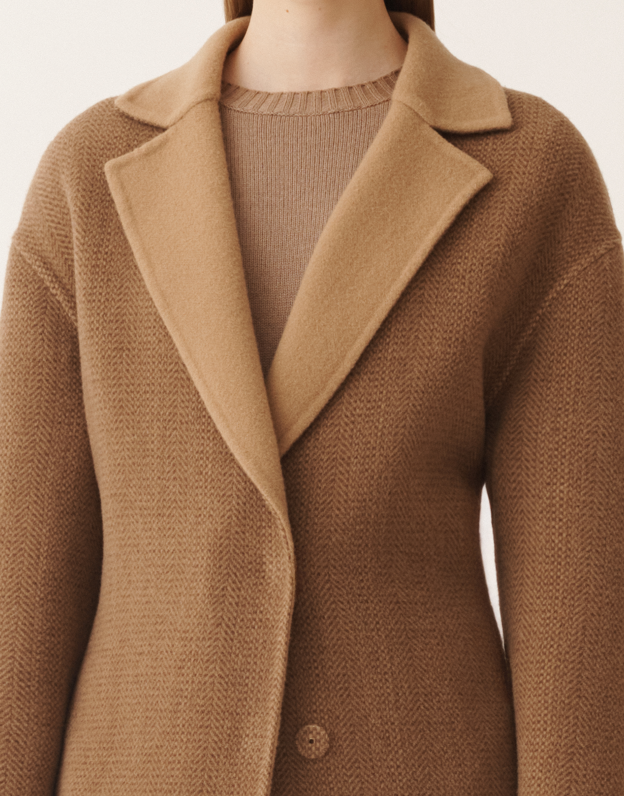 Fabiana Filippi Coat In Soft Double Chevron In Brown