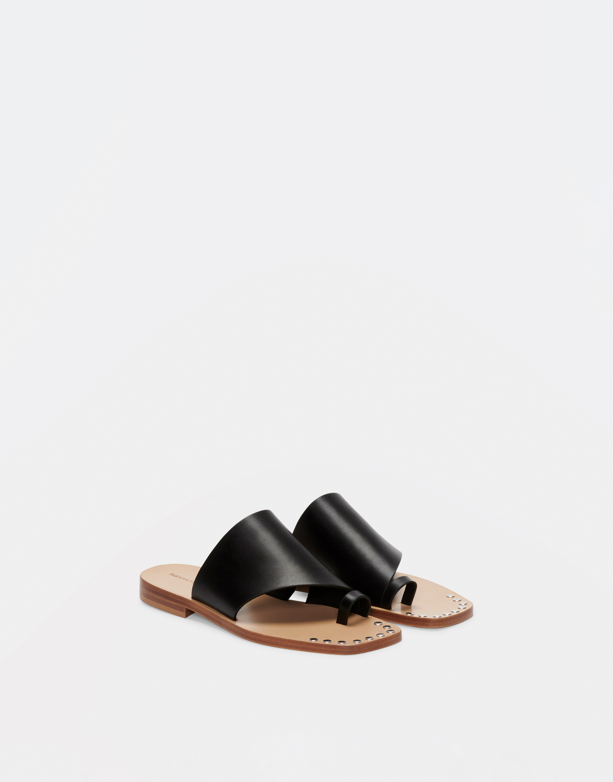 Shop Fabiana Filippi Leather Slides With Stud Detail In Black