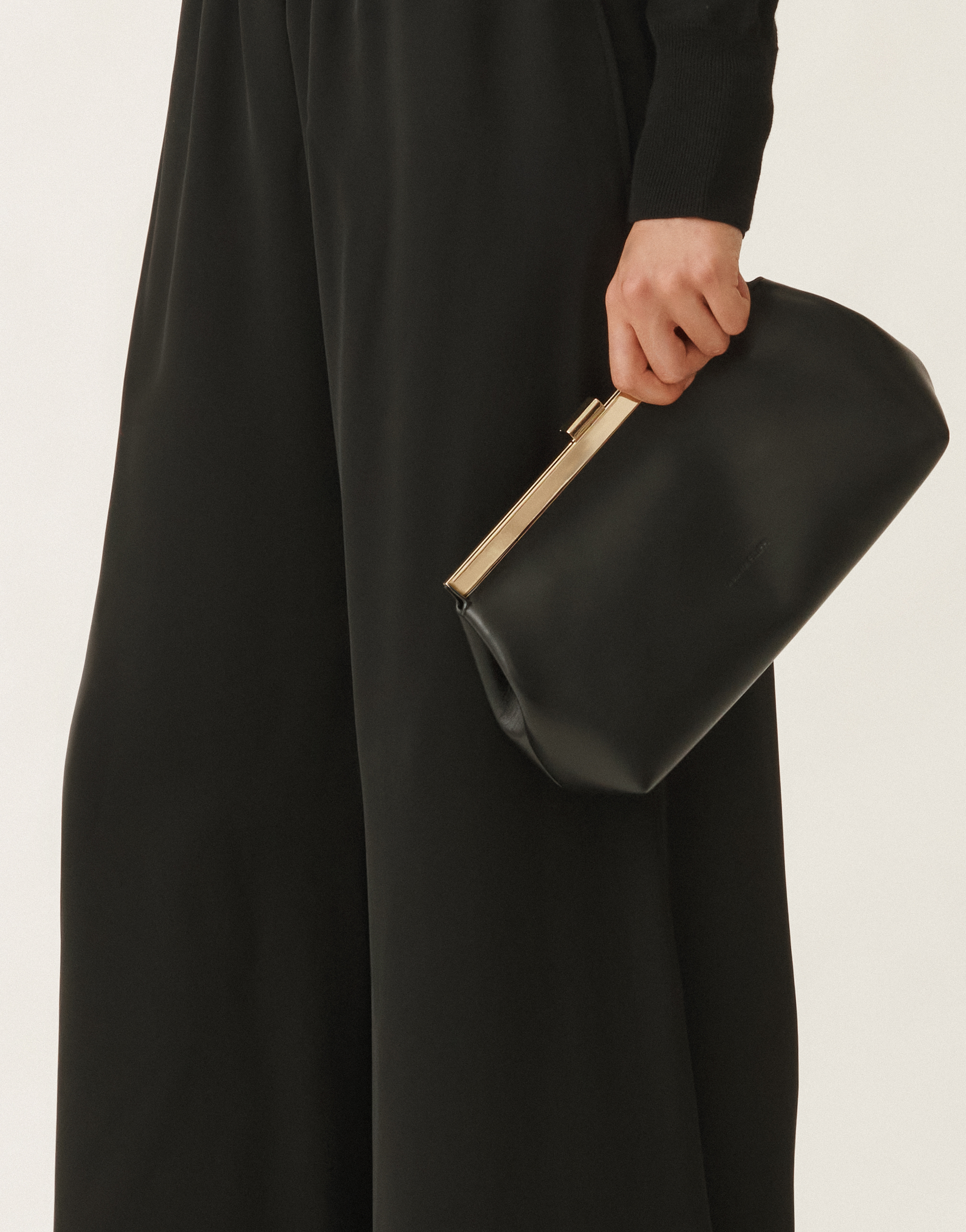 Fabiana Filippi Nappa Leather Clutch In Black