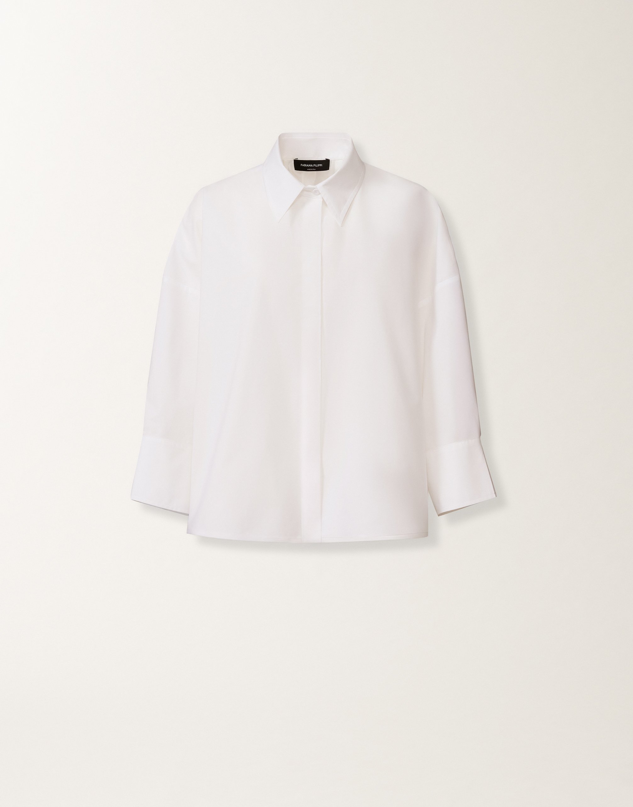 レディースCropped shirt in optic white poplin シャツ | Fabiana