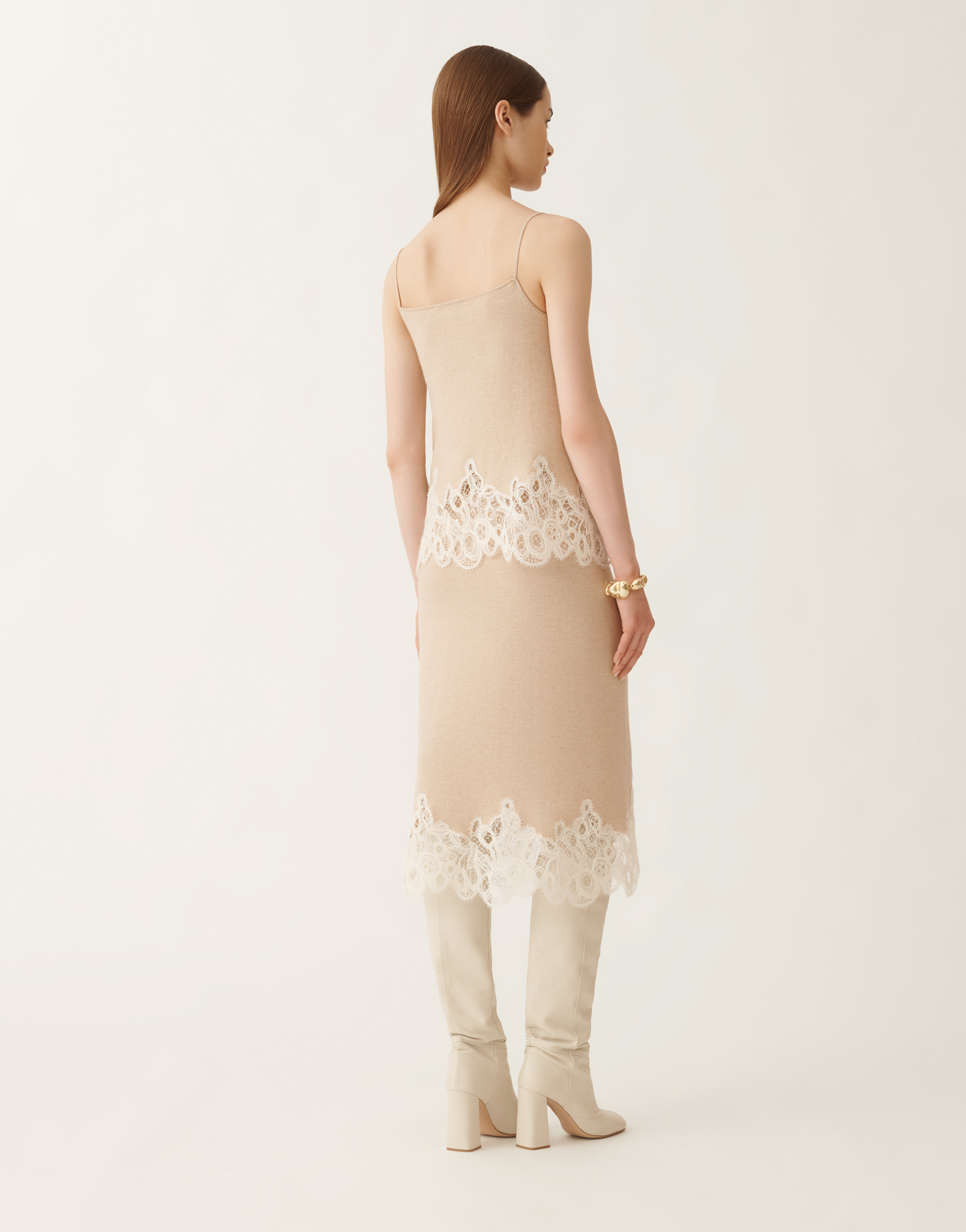 Fabiana Filippi Platinum Lingerie Top With Macramé Lace
