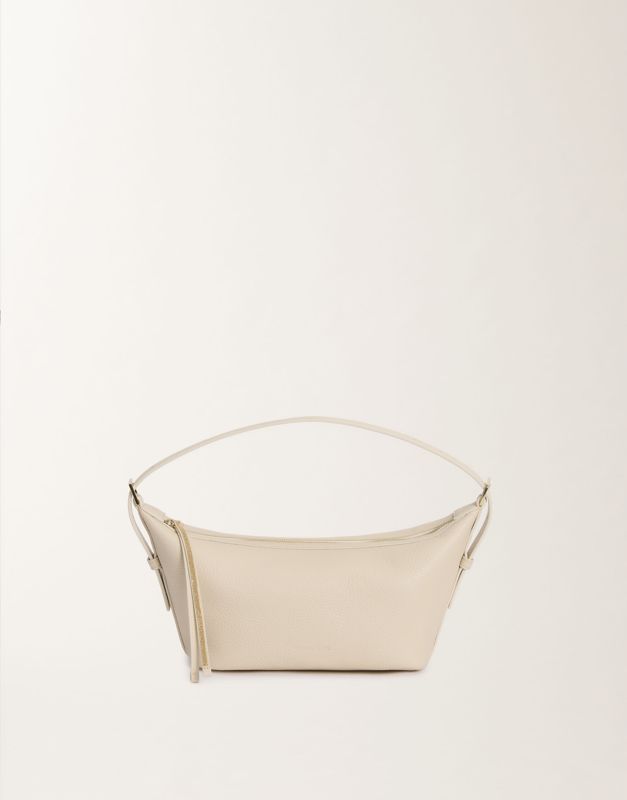 Fabiana Filippi Grained Leather Mini Hobo Bag In Vanilla