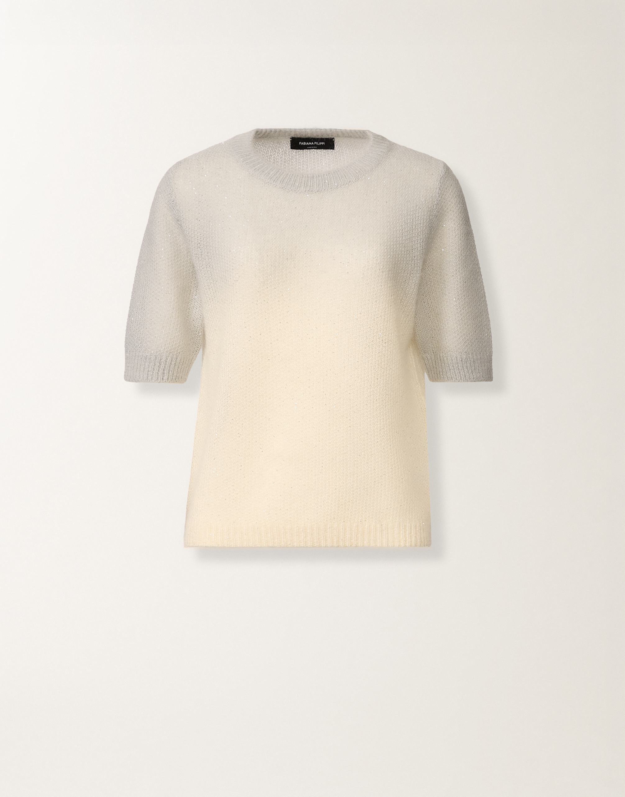 Fabiana Filippi Mohair Sweater With Sequins In Shaded Raffia And Gray