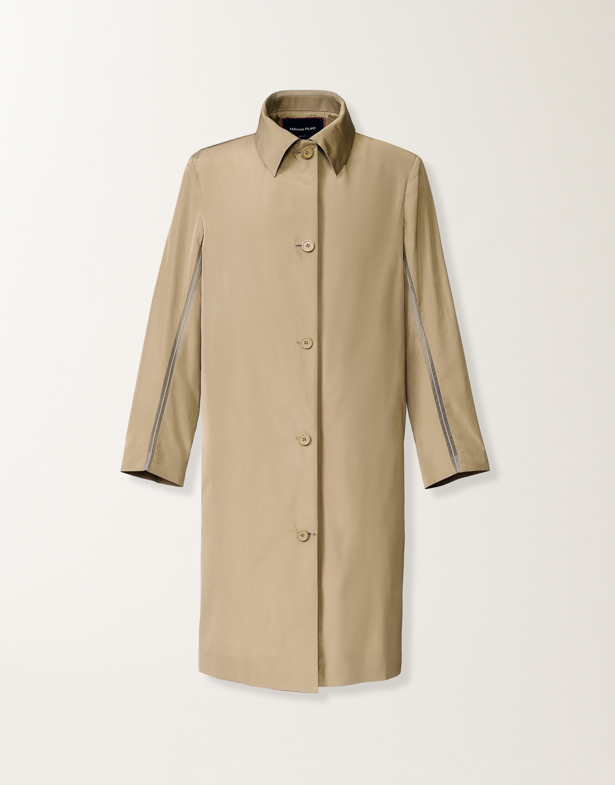 Technical taffeta overcoat, khaki for Women | Fabiana Filippi®