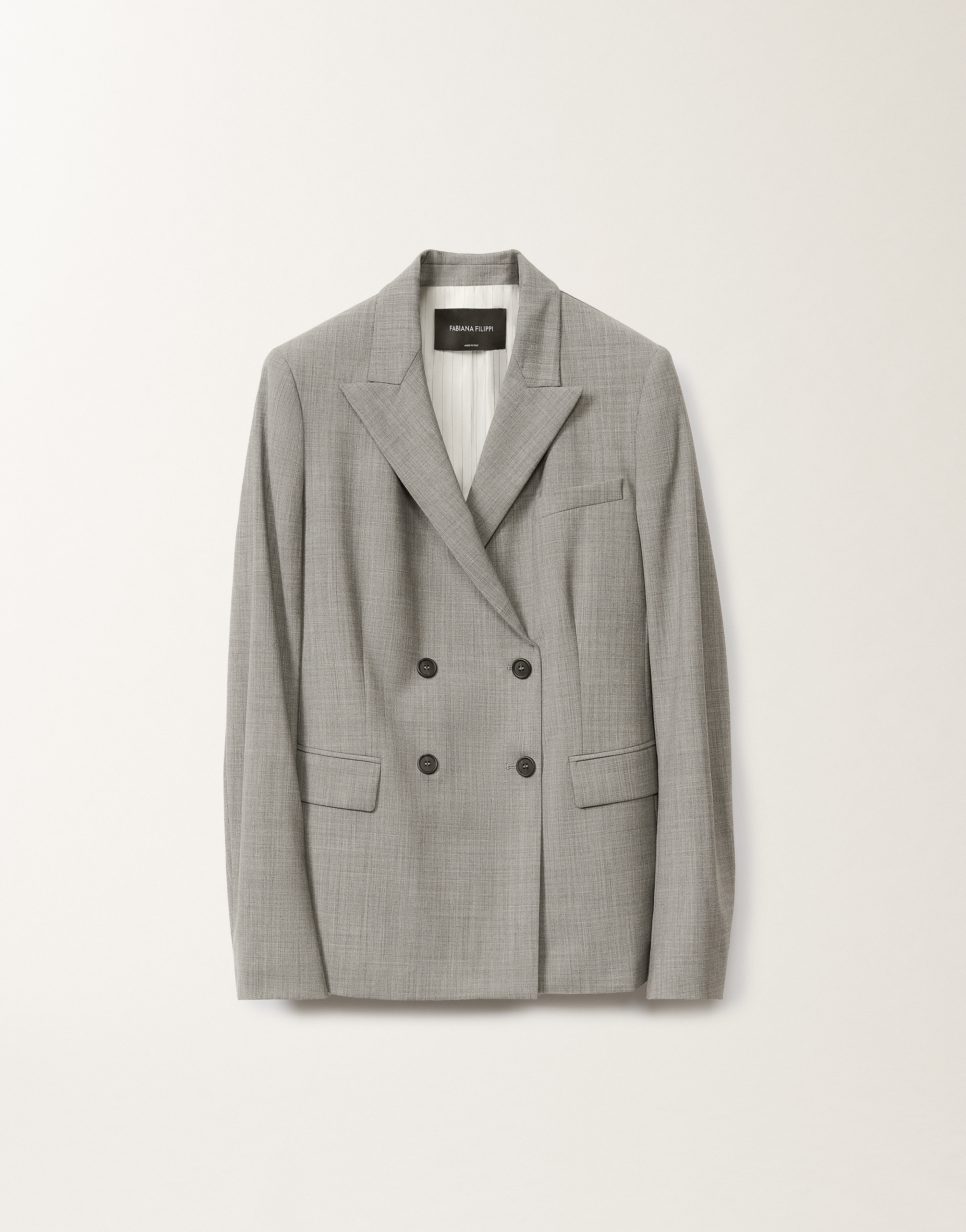 Fabiana Filippi Cool Wool Double-breasted Jacket In Grey