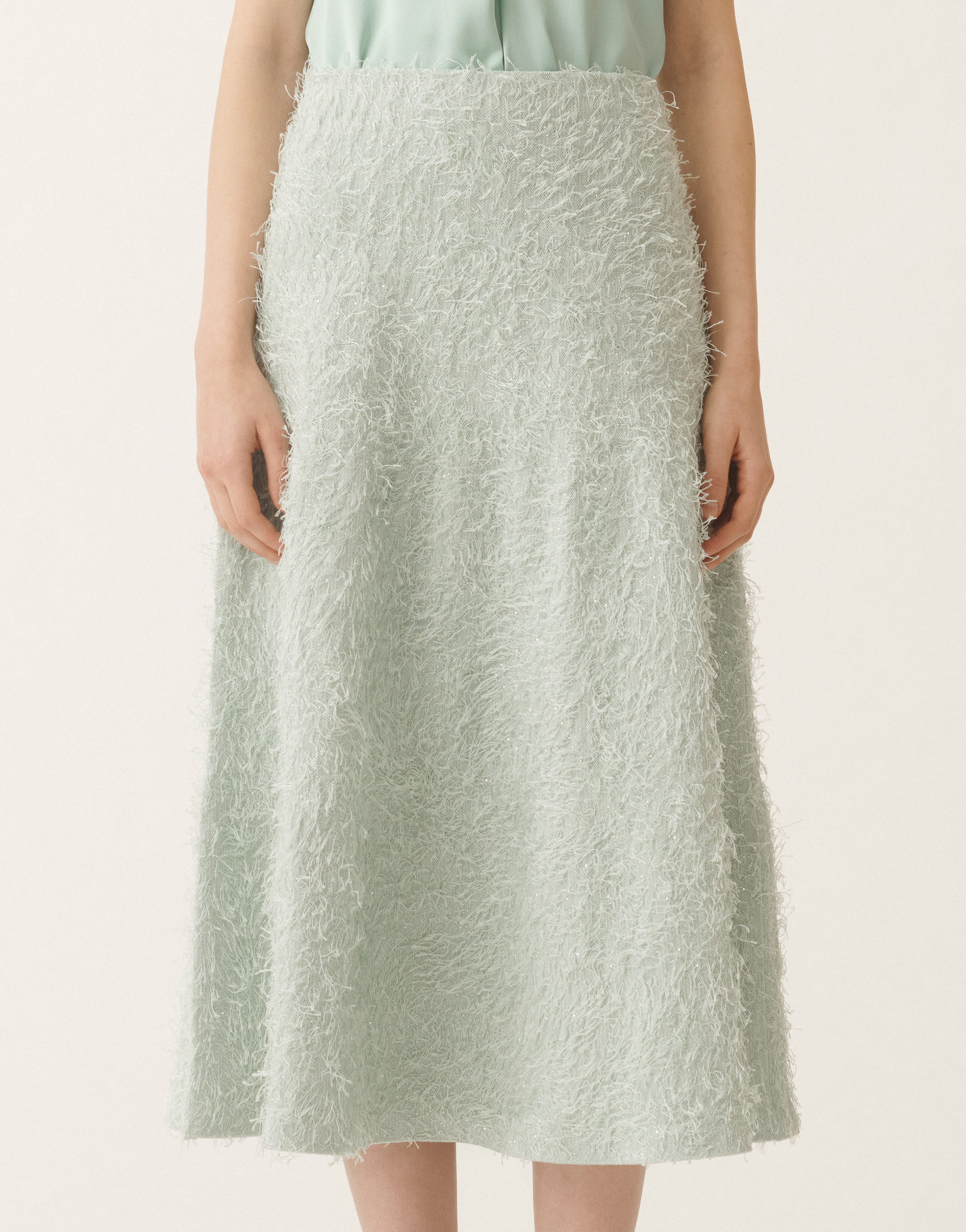 Fabiana Filippi Frayed-effect Midi Skirt In Aquagreen