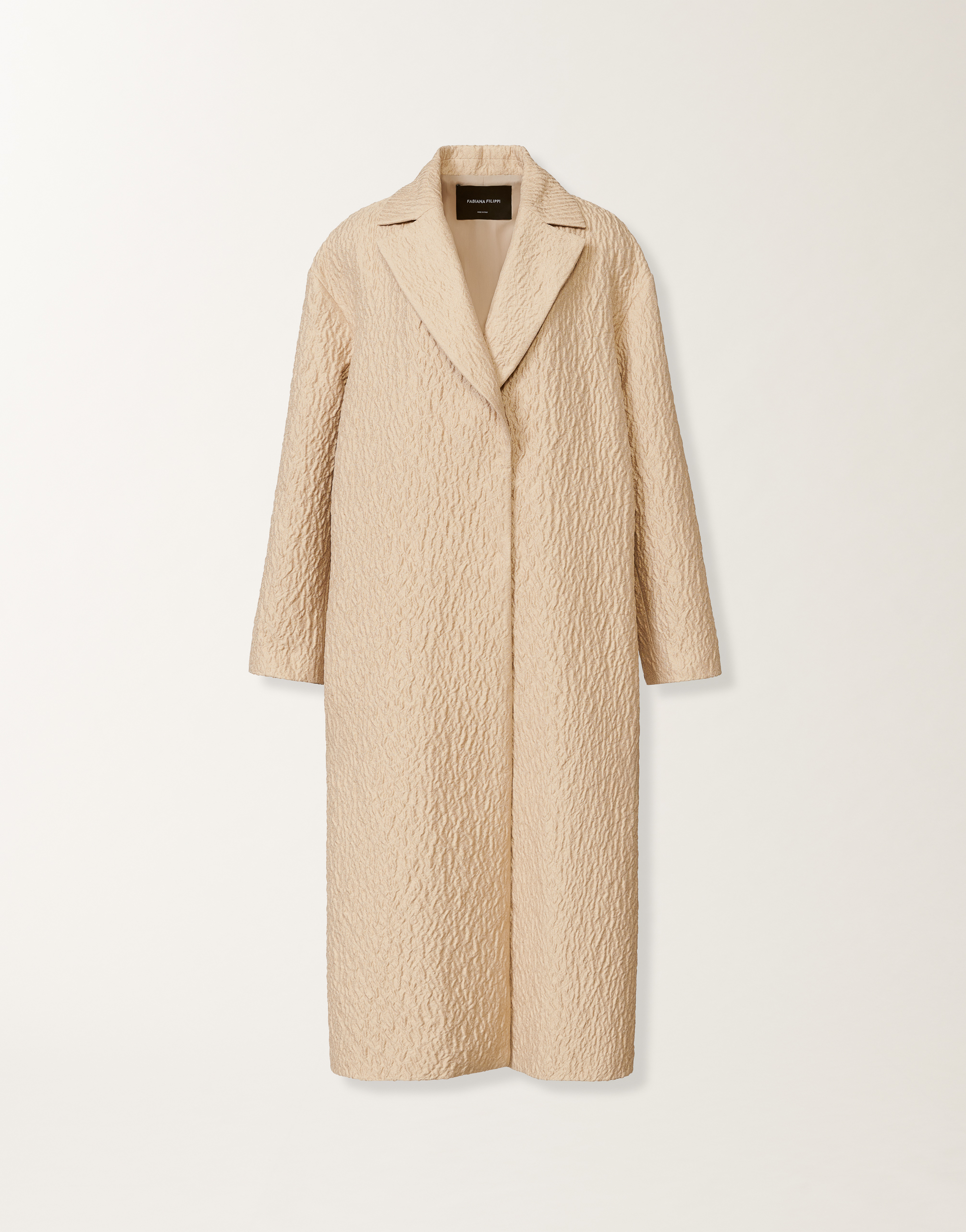 Fabiana Filippi Textured-effect Drawstring Single-breasted Coat In Brown
