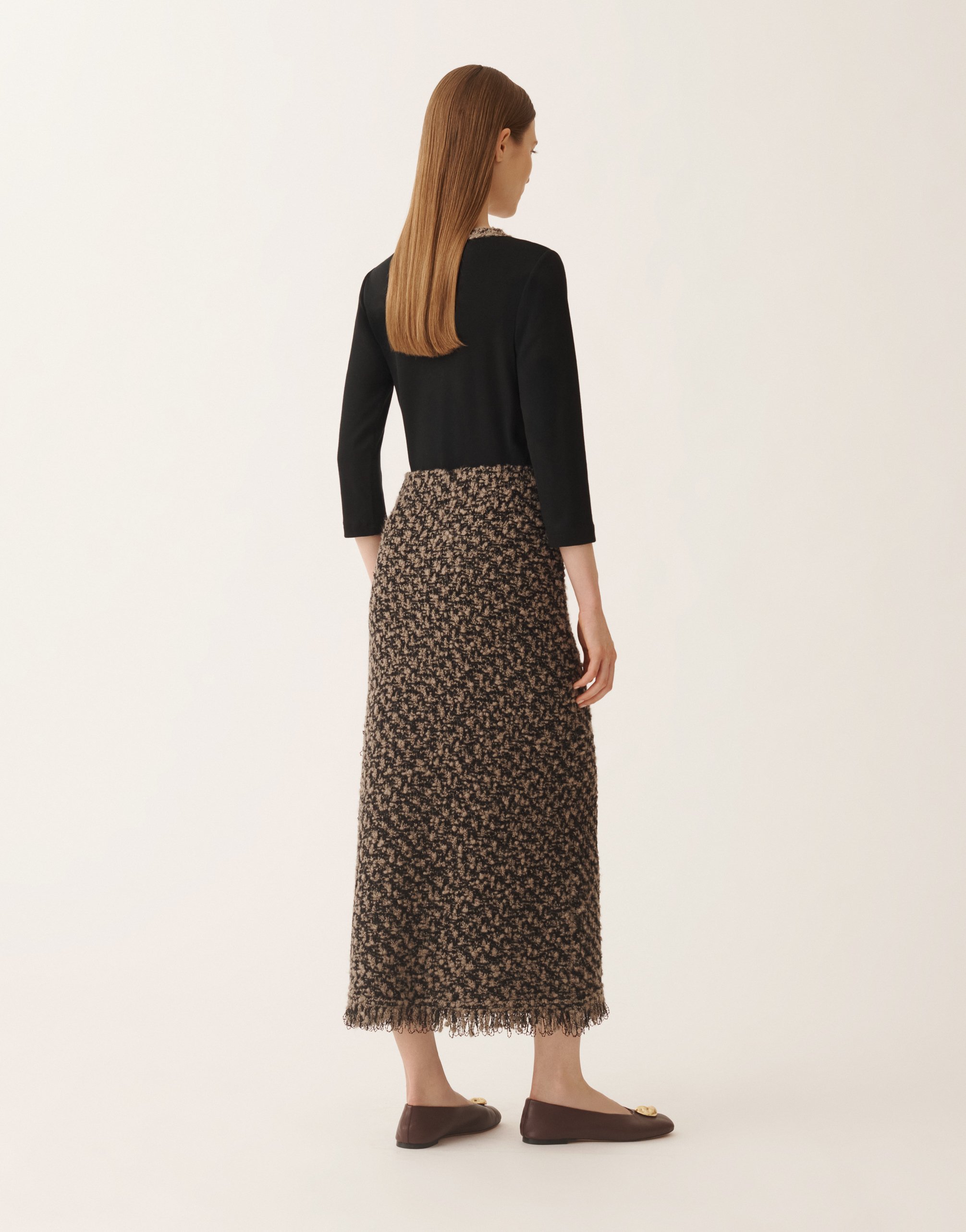 Fabiana Filippi Tweed Sequin Maxi Skirt In Brown
