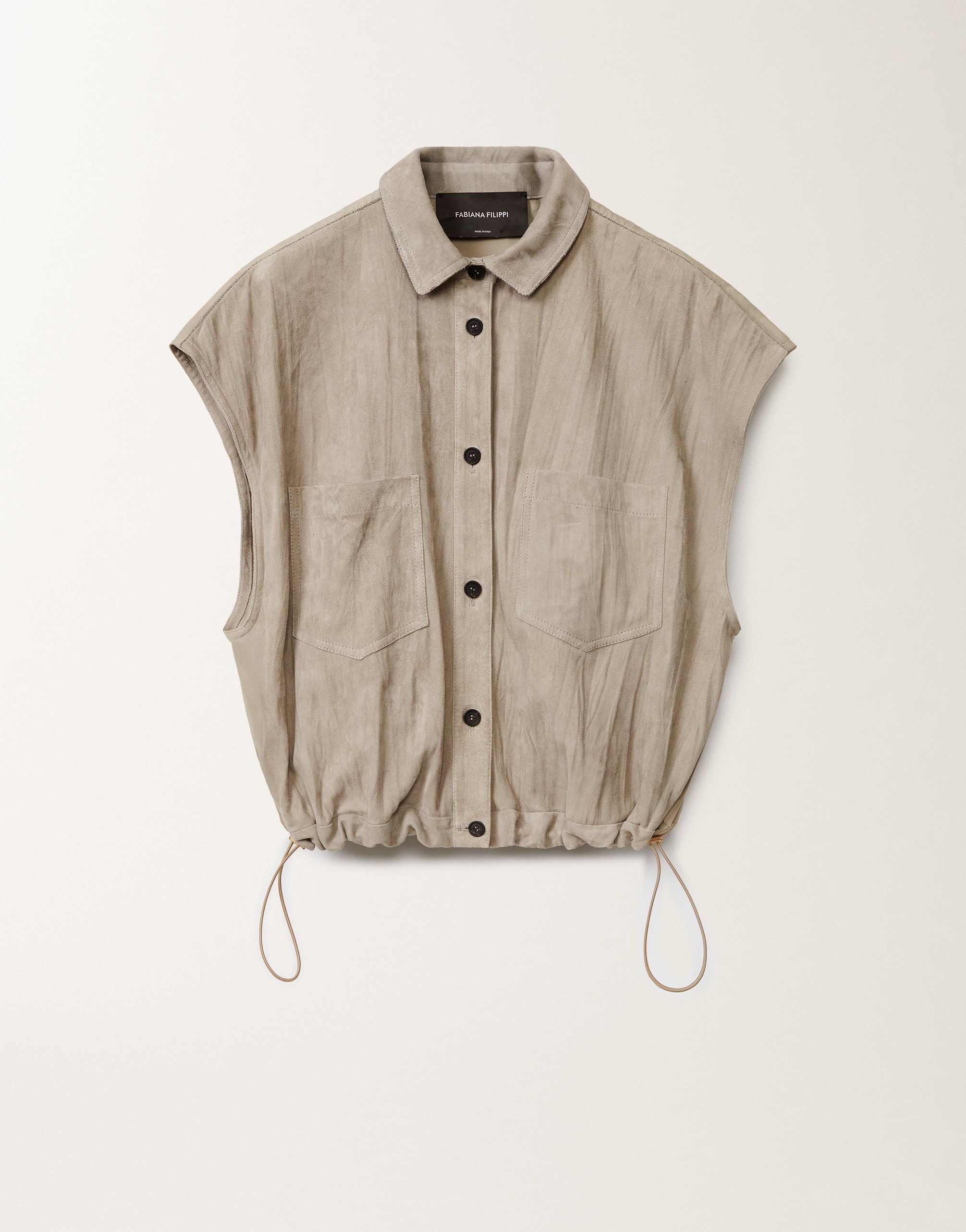 Fabiana Filippi Pleated Suede Bomber Jacket In Clay