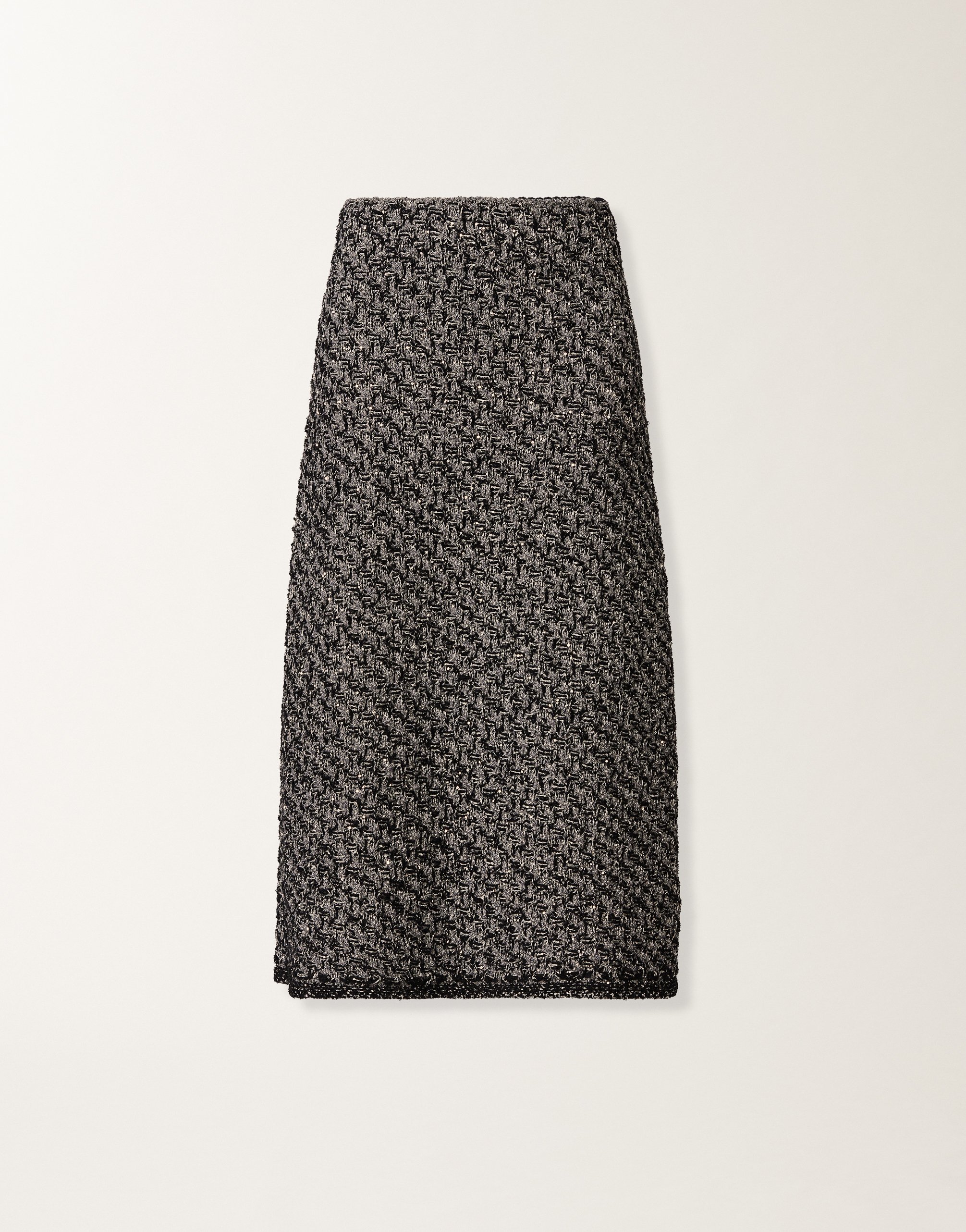 Fabiana Filippi Tweed Skirt With A Denim Effect And Midnight Blue Sequins In Gray