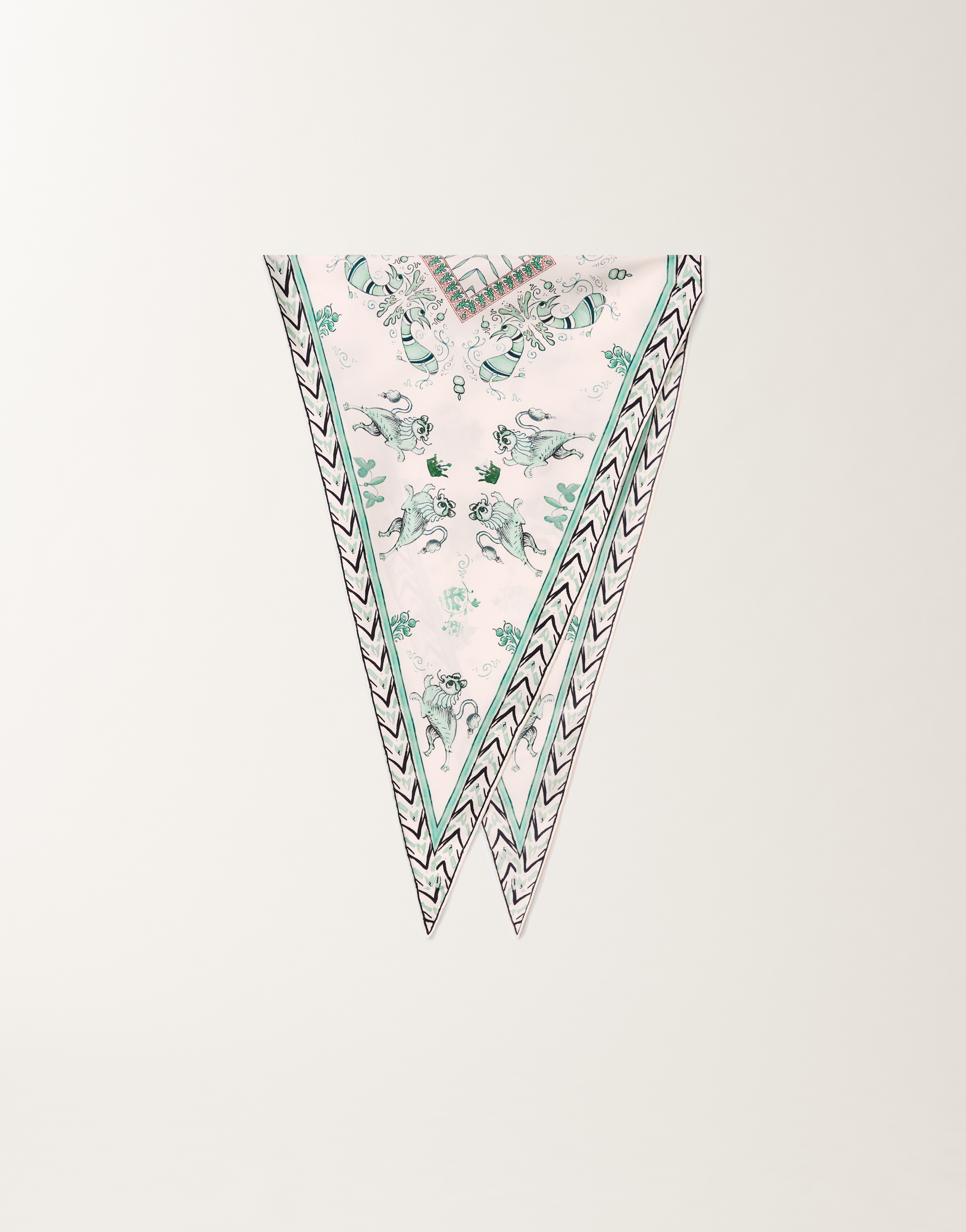 Fabiana Filippi Silk Twill Losange Scarf With Painted Print In Green